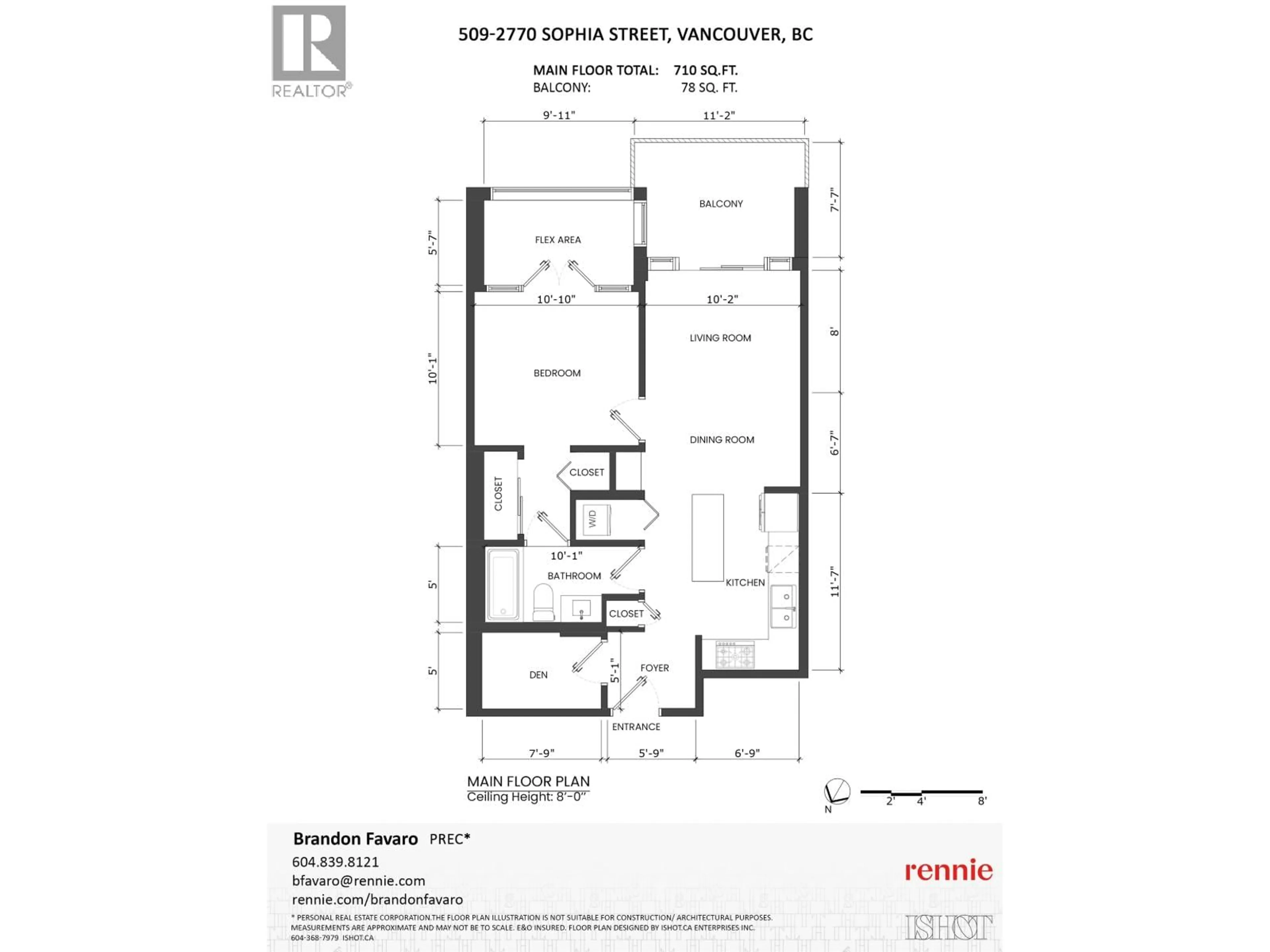 Floor plan for 509 - 2770 SOPHIA STREET, Vancouver British Columbia V5T0A4