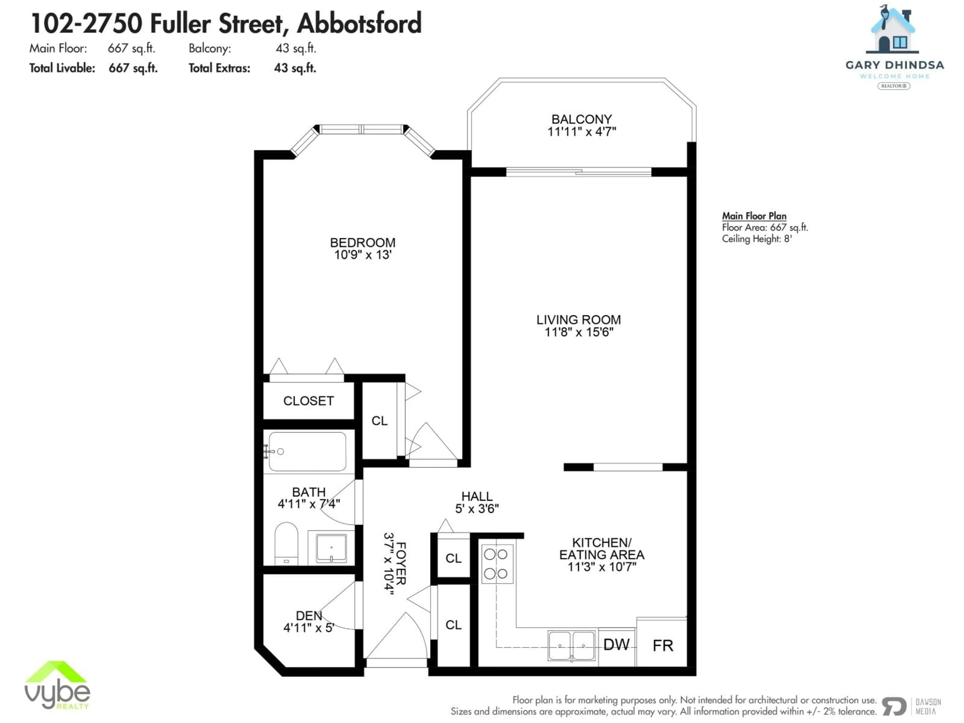 Floor plan for 102 - 2750 FULLER STREET, Abbotsford British Columbia V2S3K1