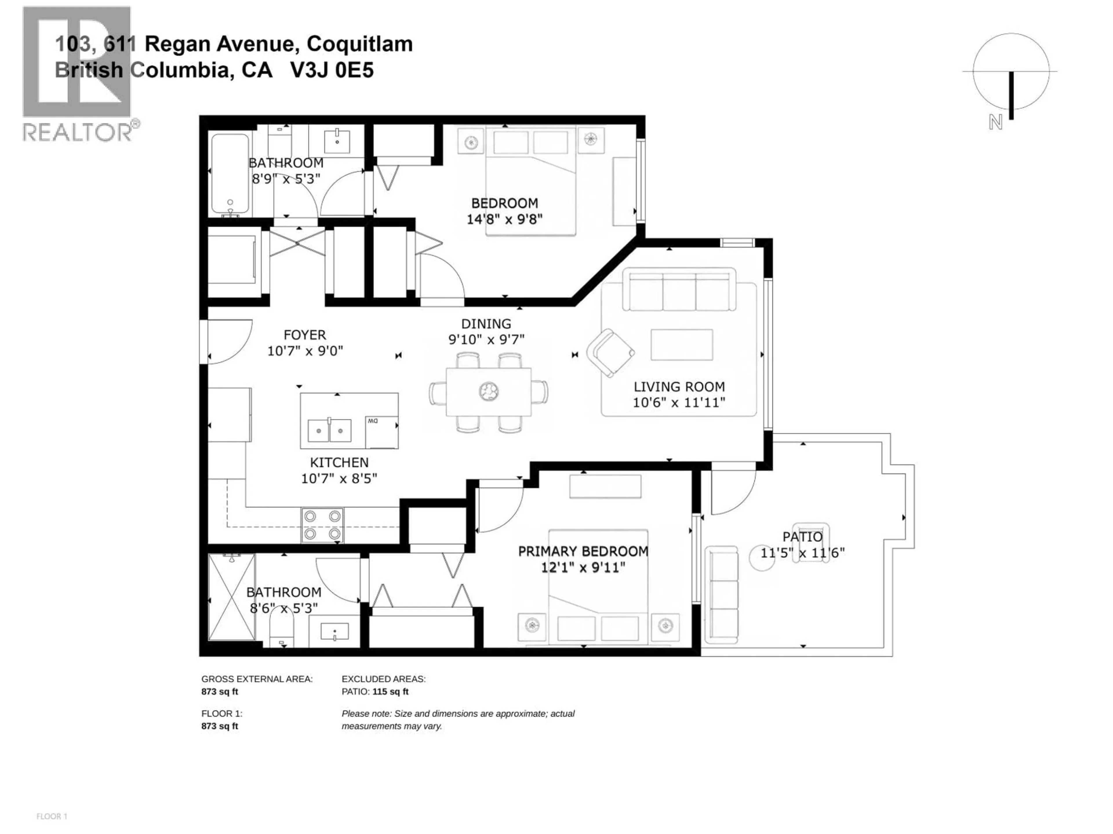 Floor plan for 103 - 611 REGAN AVENUE, Coquitlam British Columbia V3J3A3