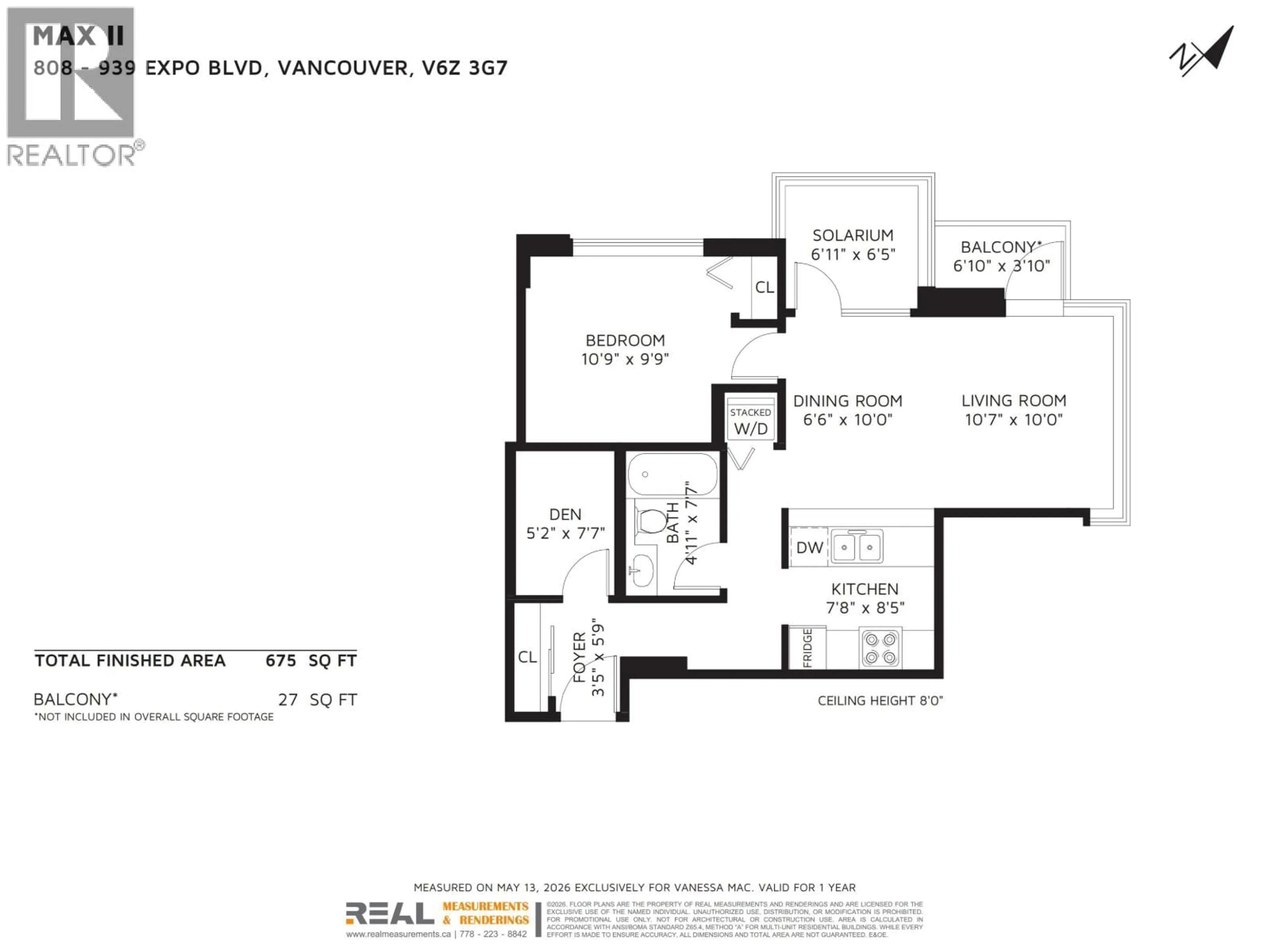 Floor plan for 808 - 939 EXPO BOULEVARD, Vancouver British Columbia V6Z3G7