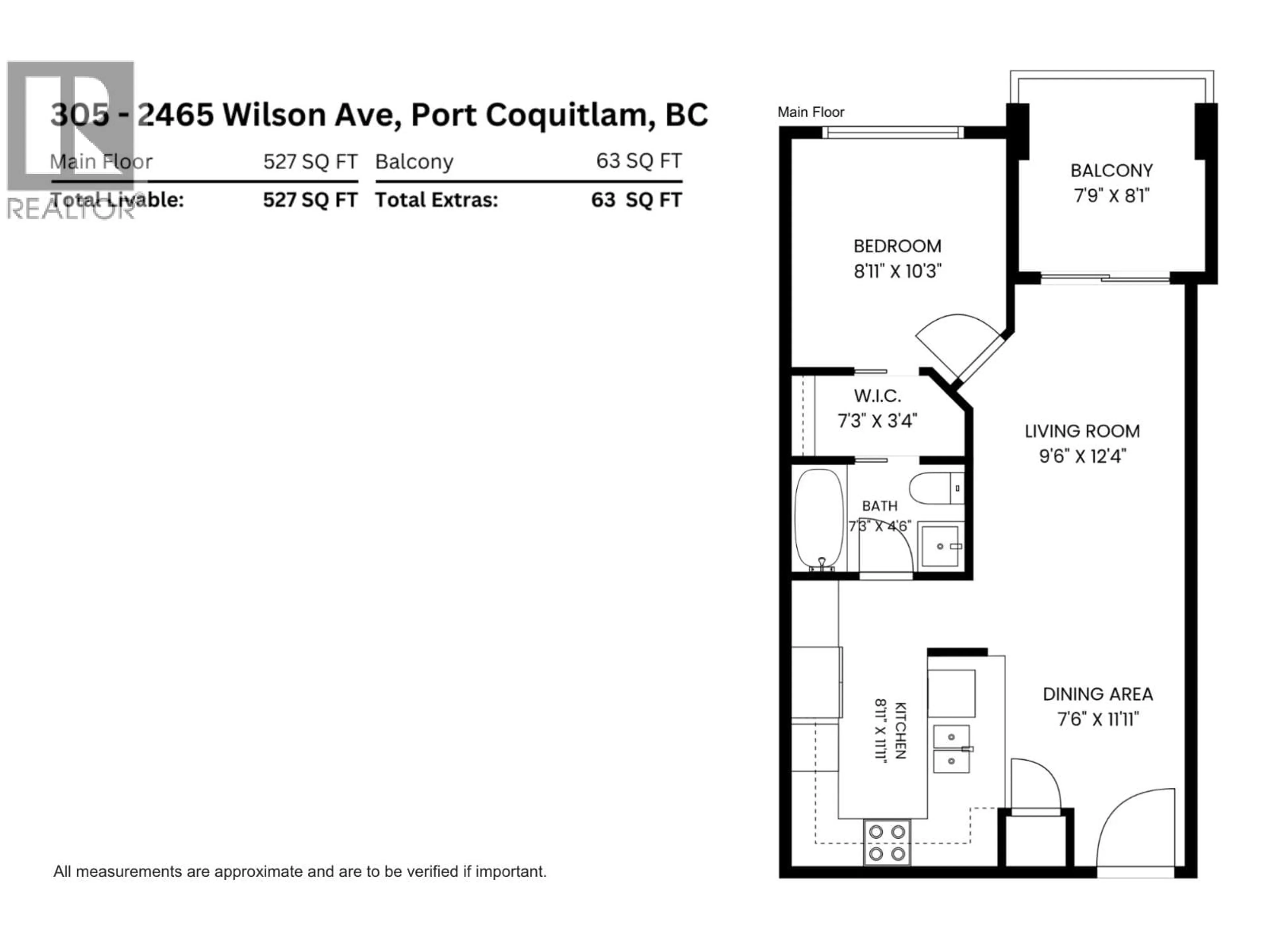 Floor plan for 305 - 2465 WILSON AVENUE, Port Coquitlam British Columbia V3C0E6