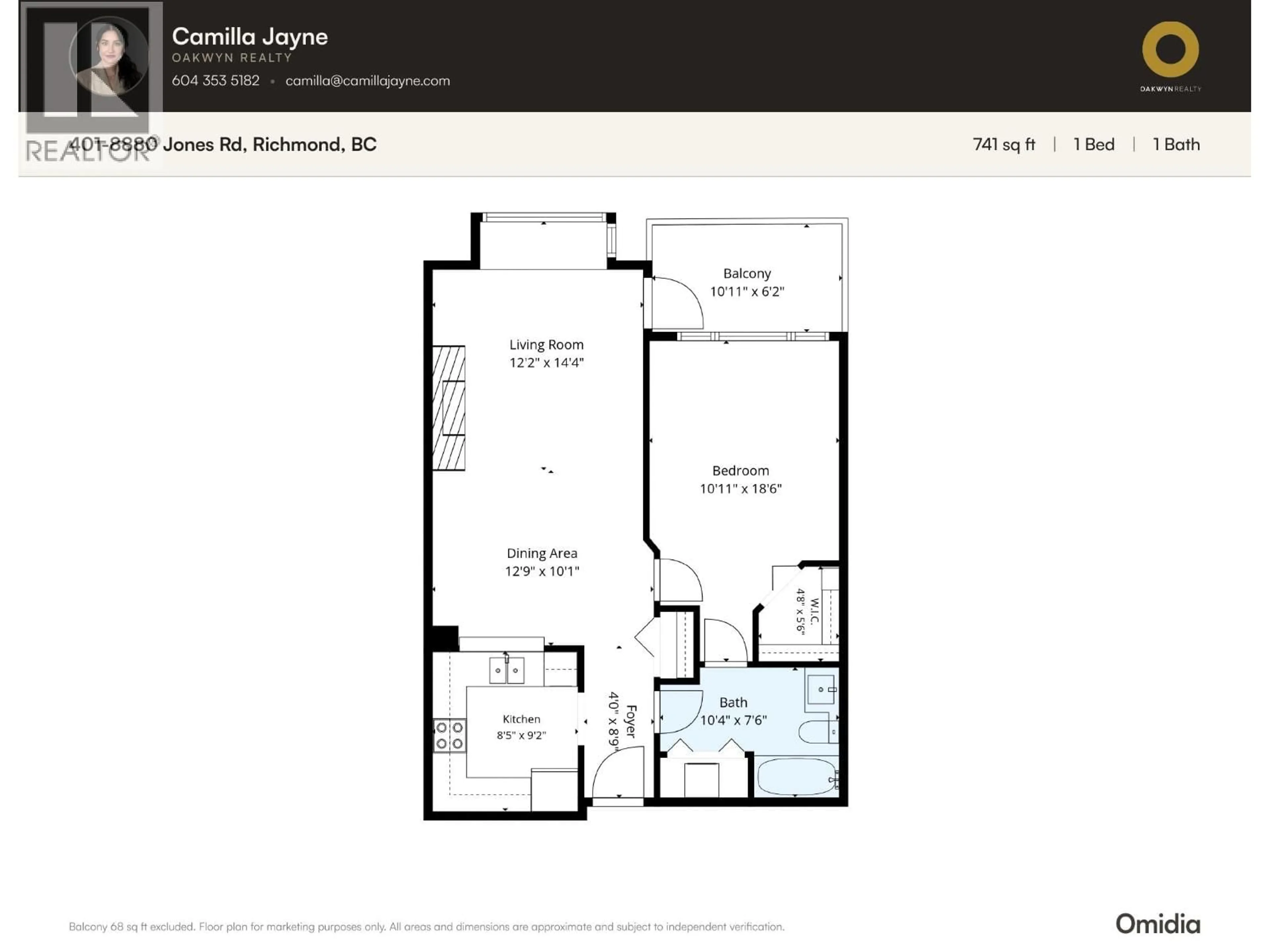 Floor plan for 401 - 8880 JONES ROAD, Richmond British Columbia V6V3Z1