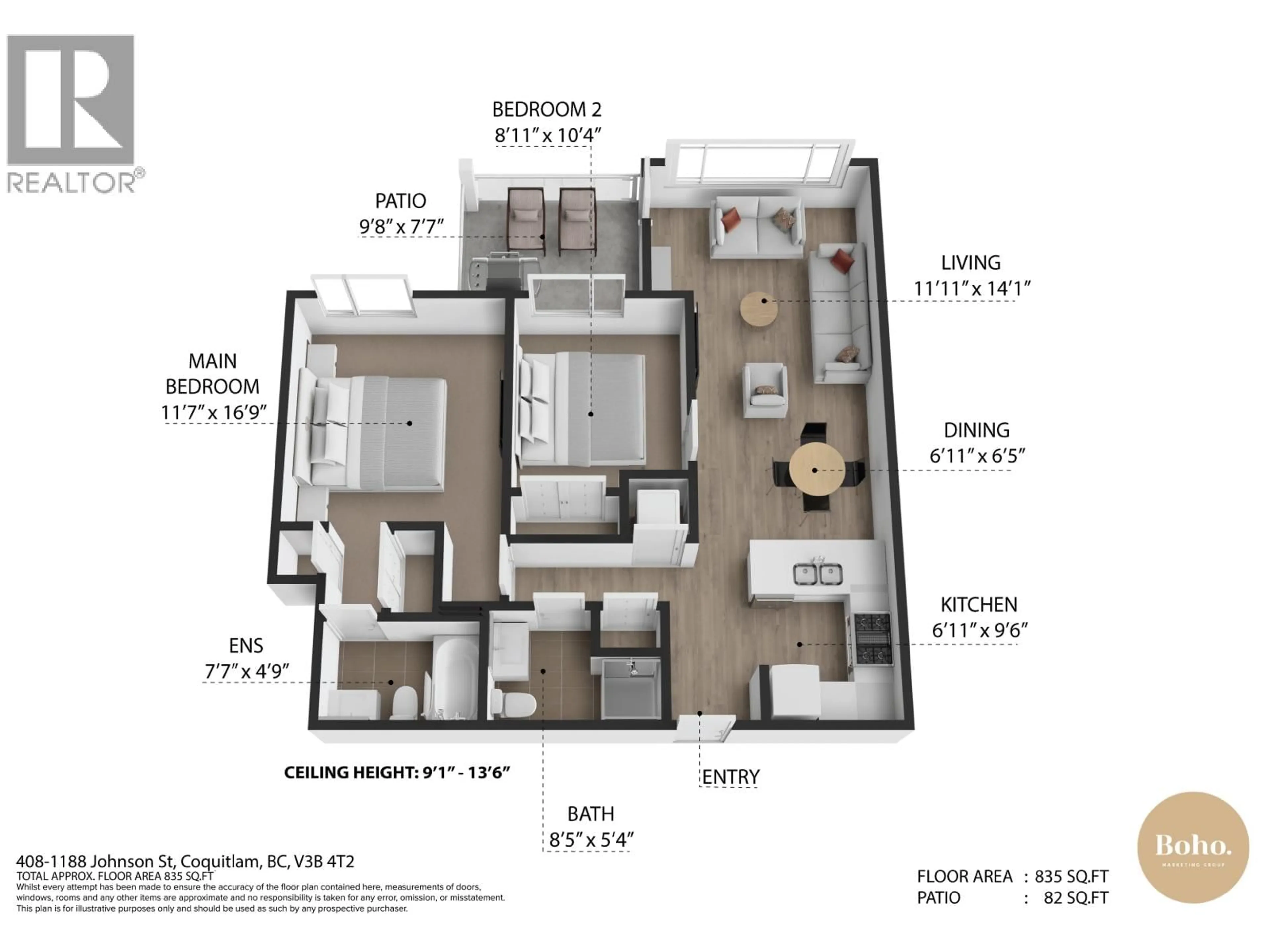 Floor plan for 408 - 1188 JOHNSON STREET, Coquitlam British Columbia V3B0H7