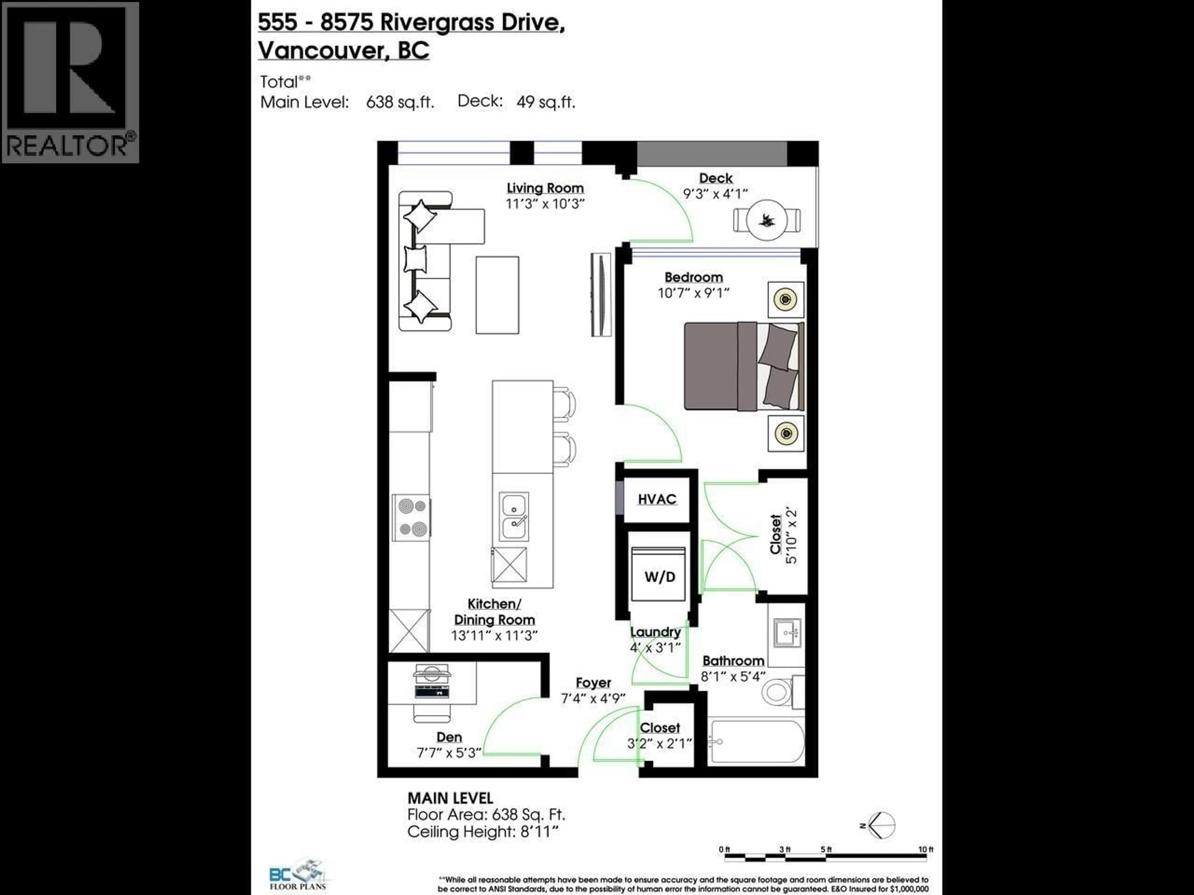 Floor plan for 555 - 8575 RIVERGRASS DRIVE, Vancouver British Columbia V5S0J7
