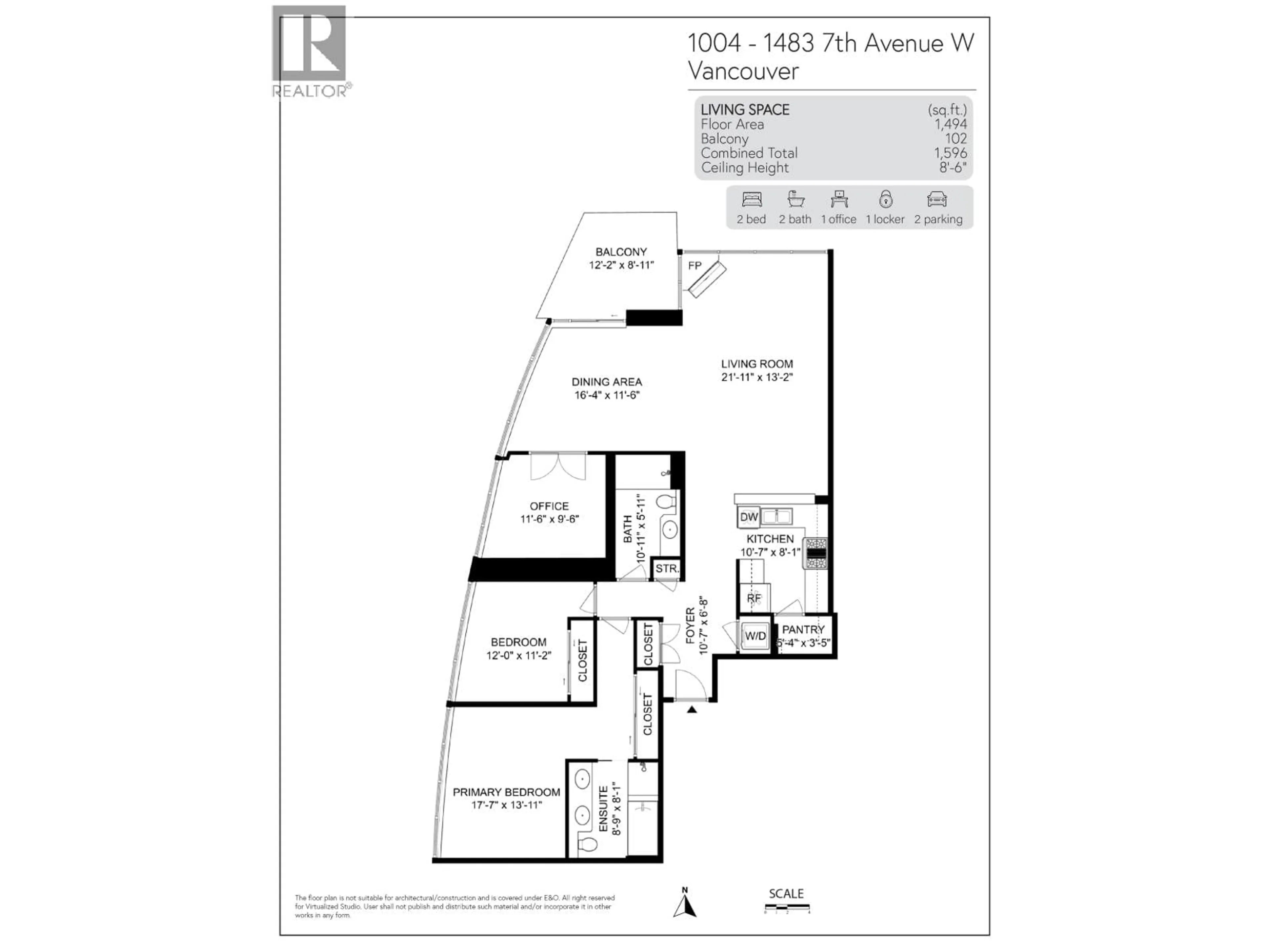Floor plan for 1004 - 1483 7TH AVENUE, Vancouver British Columbia V6H4H6