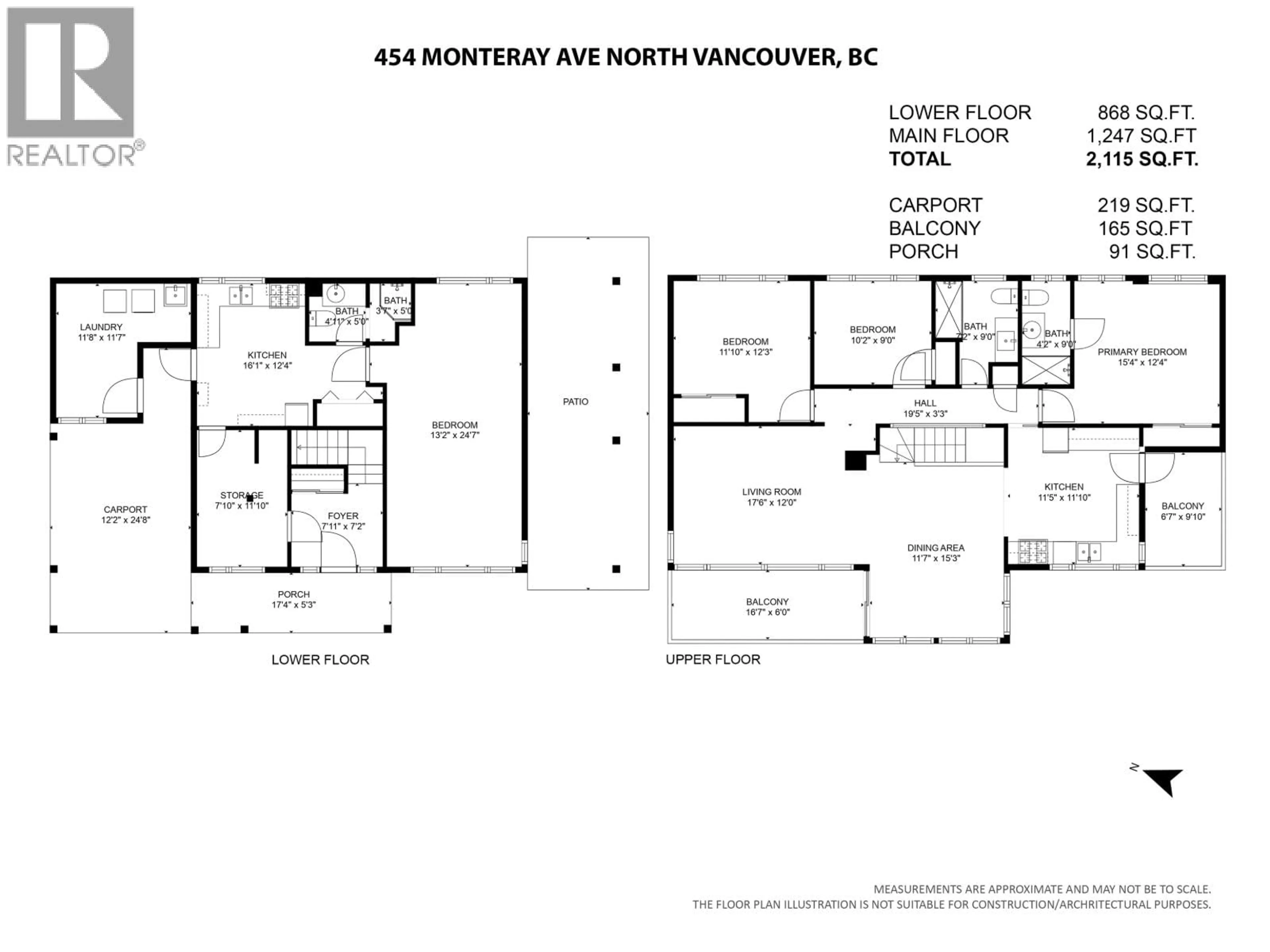 Floor plan for 454 MONTERAY AVENUE, North Vancouver British Columbia V7N3G2