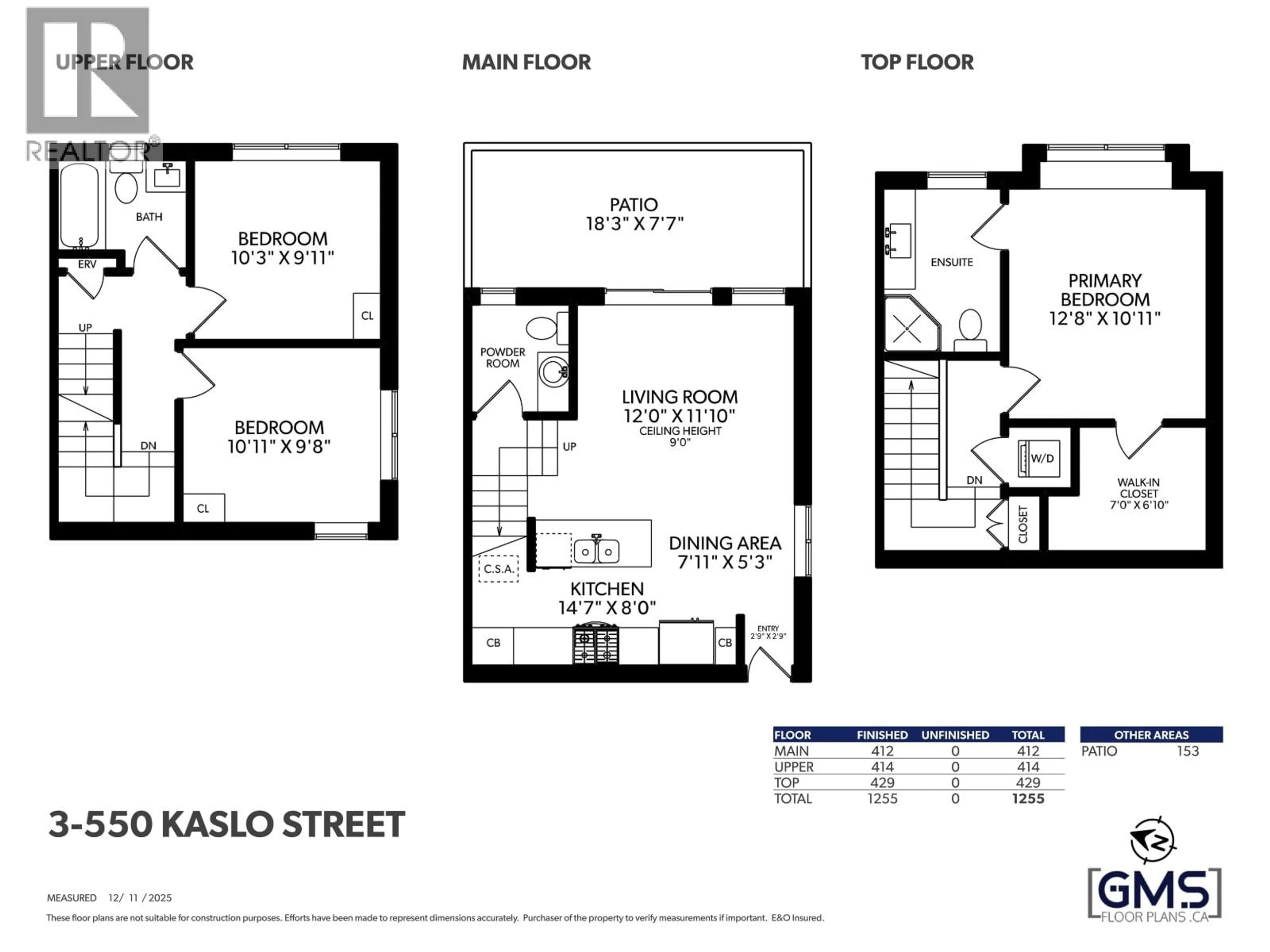 Floor plan for 3 - 550 KASLO STREET, Vancouver British Columbia V5K3Z2