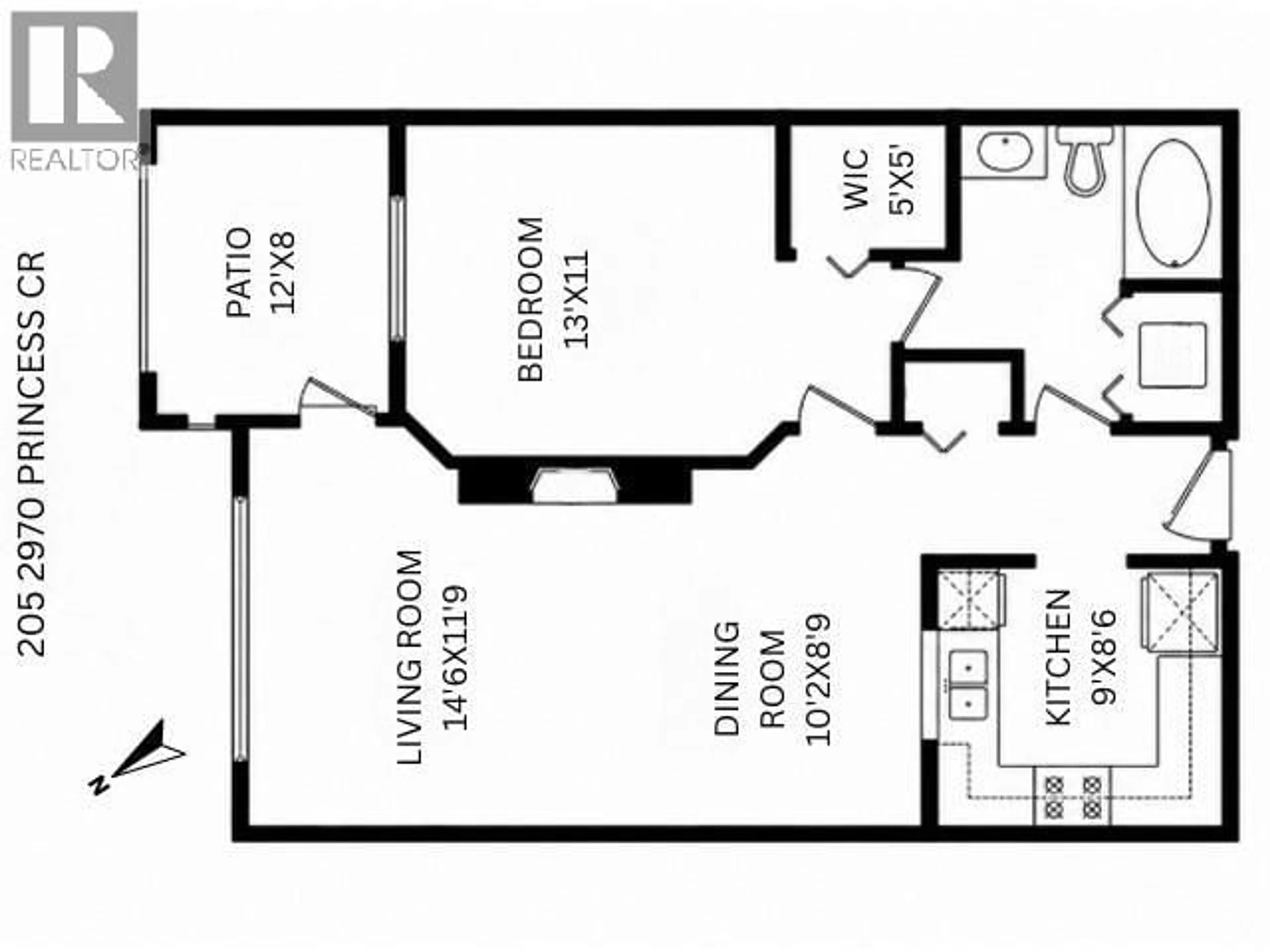 Floor plan for 205 - 2970 PRINCESS CRESCENT, Coquitlam British Columbia V3B7R5