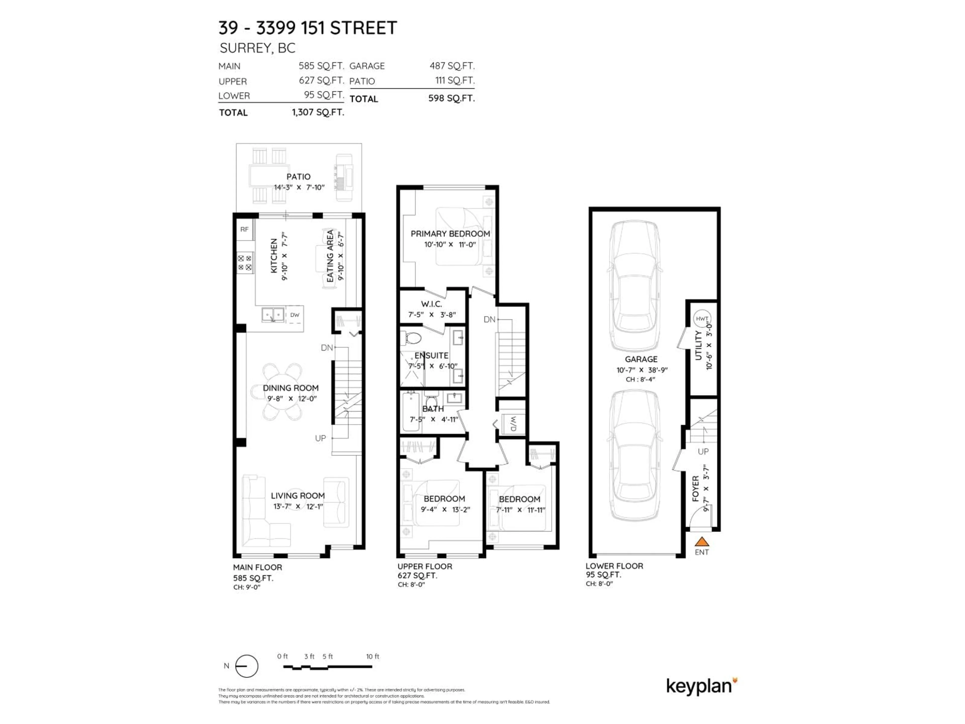Floor plan for 39 - 3399 151 STREET, Surrey British Columbia V3Z0L3