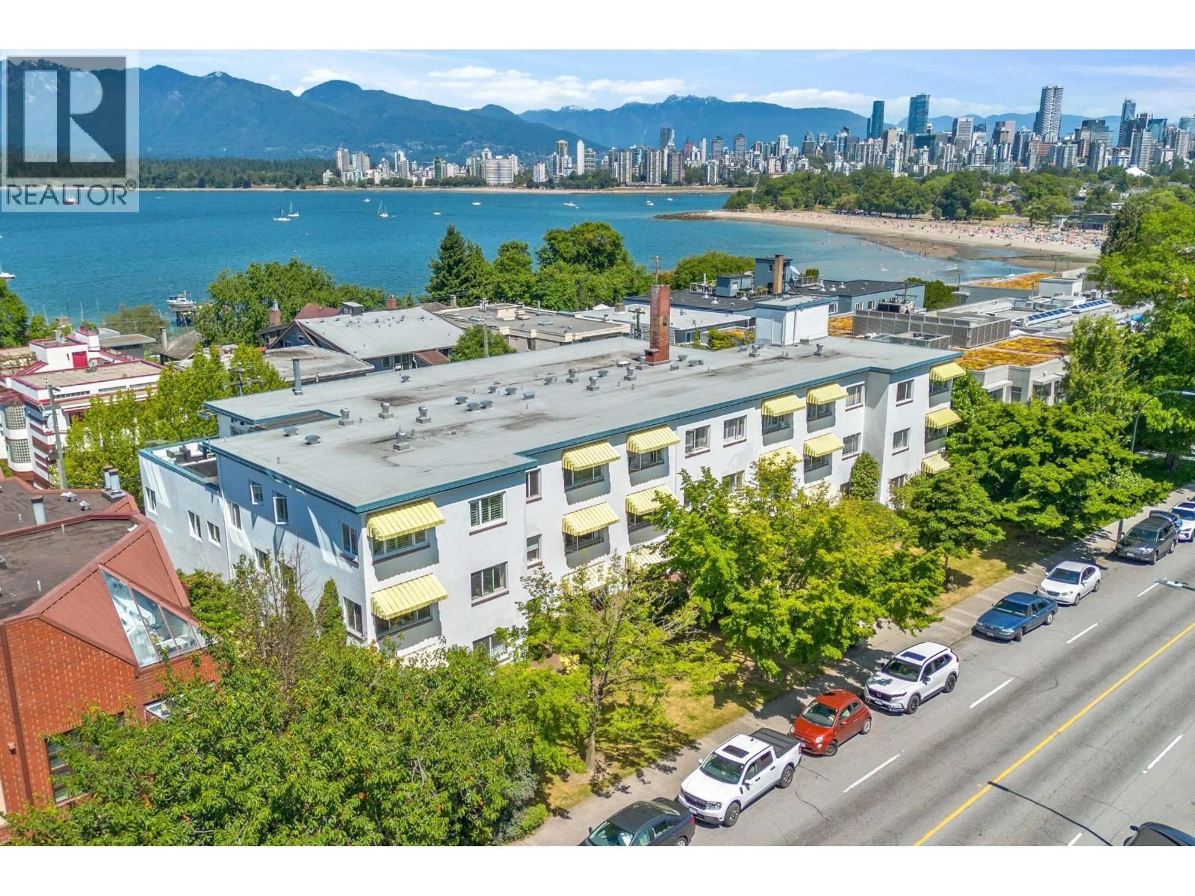 A pic from outside/outdoor area/front of a property/back of a property/a pic from drone, water/lake/river/ocean view for 303 - 2469 CORNWALL AVENUE, Vancouver British Columbia V6K1B9
