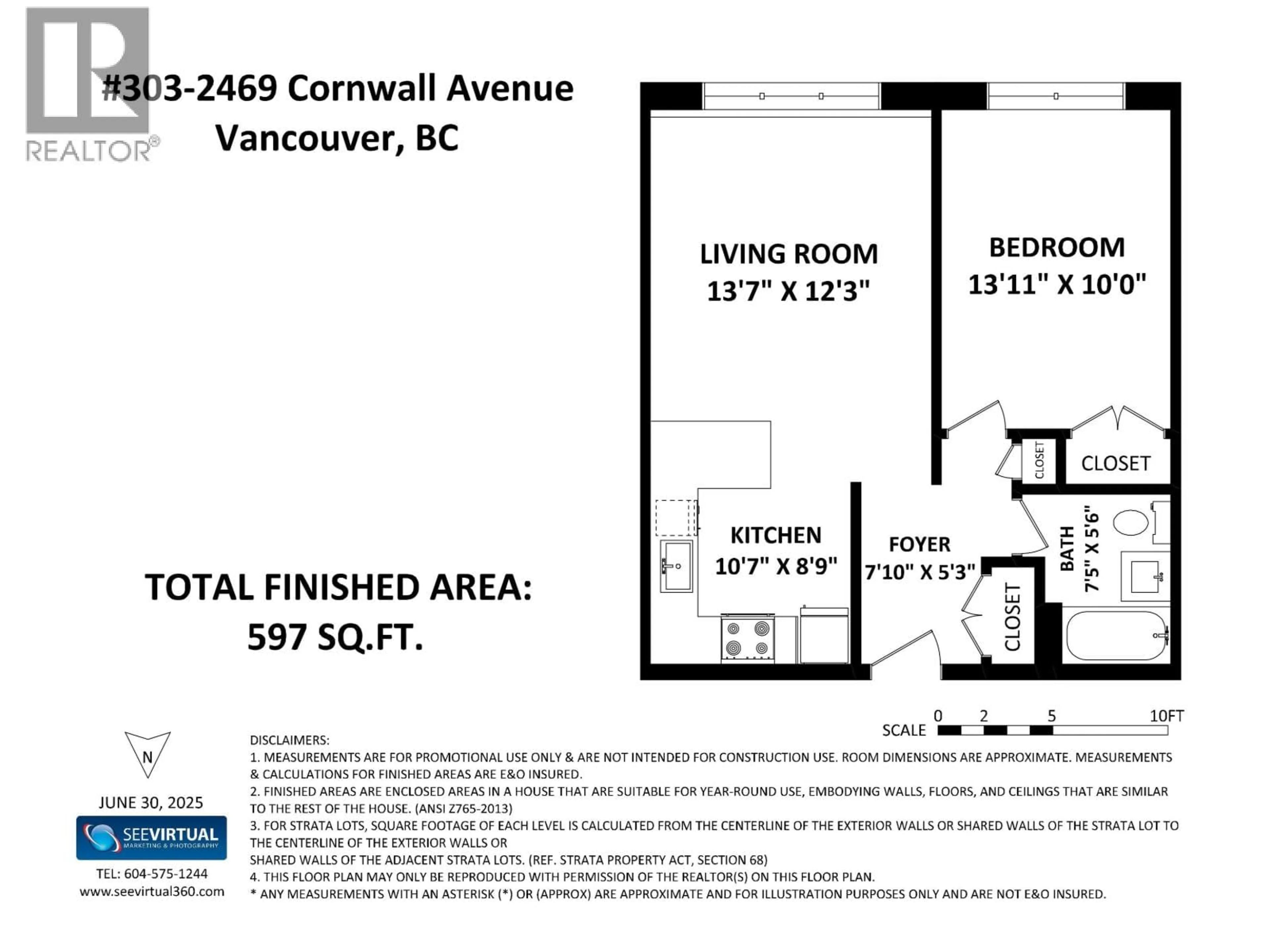 Floor plan for 303 - 2469 CORNWALL AVENUE, Vancouver British Columbia V6K1B9