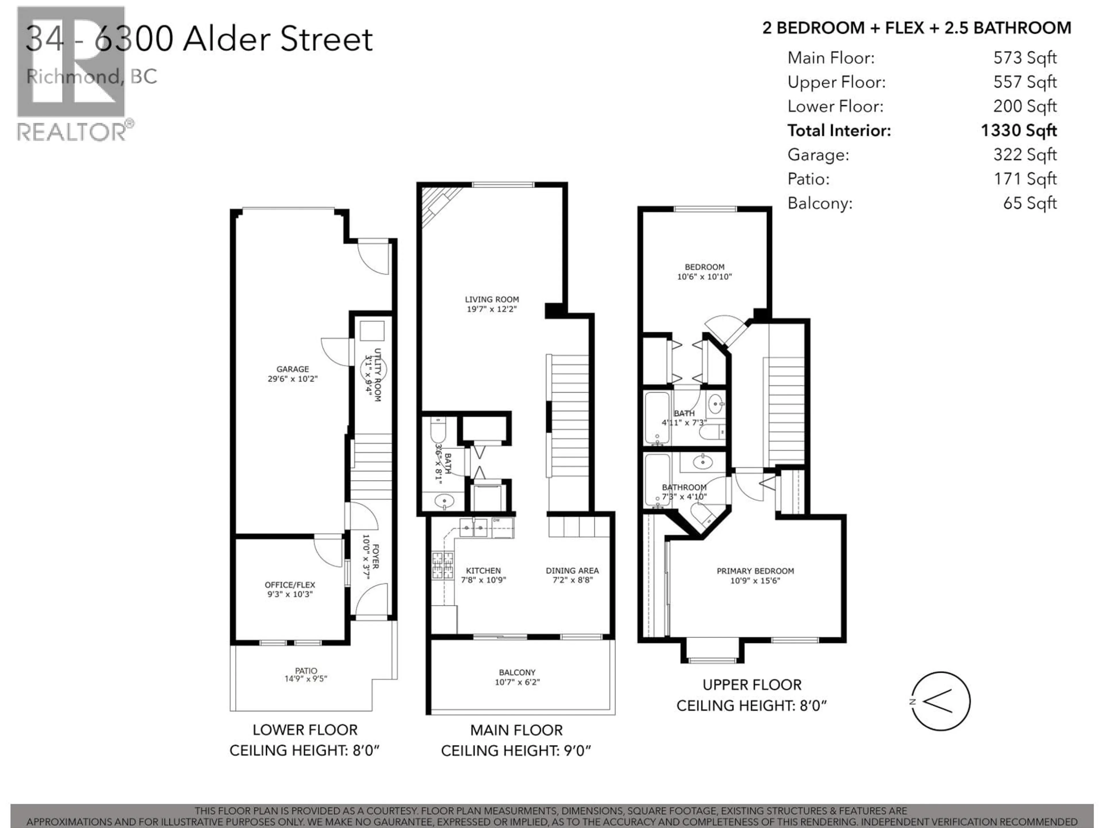 Floor plan for 34 - 6300 ALDER STREET, Richmond British Columbia V6Y4G5