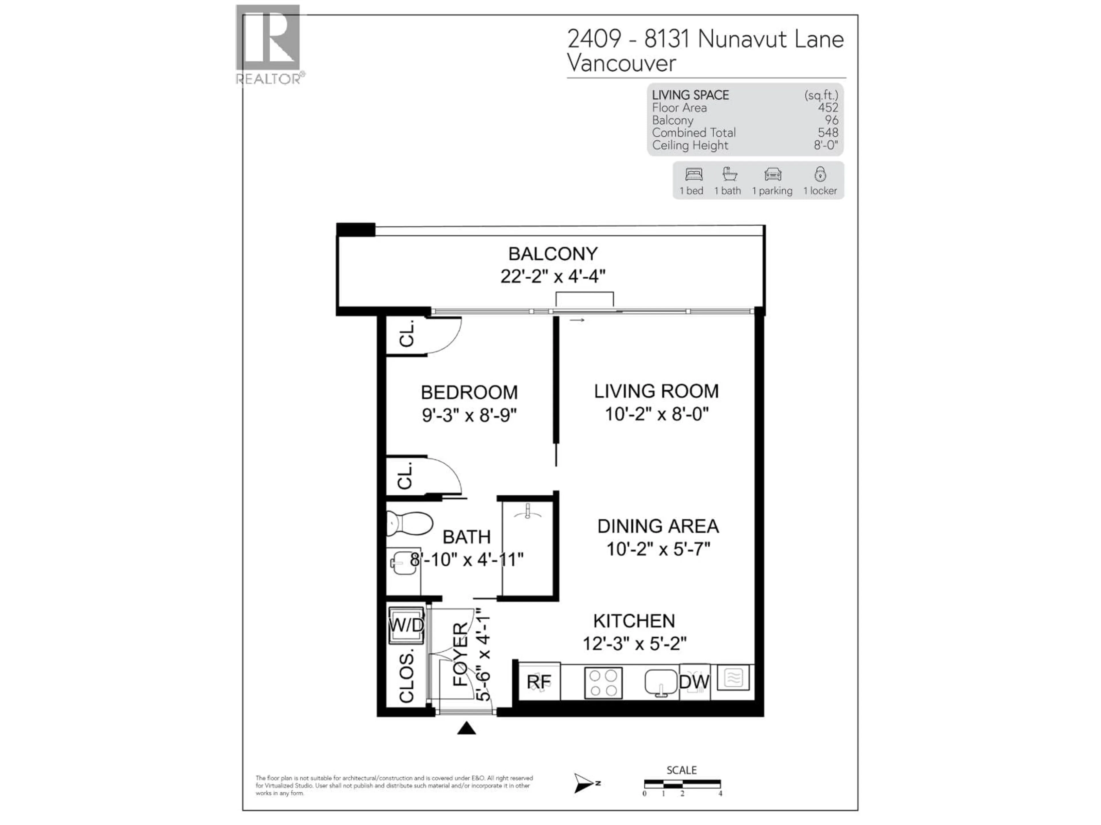 Floor plan for 2409 - 8131 NUNAVUT LANE, Vancouver British Columbia V5X0E2