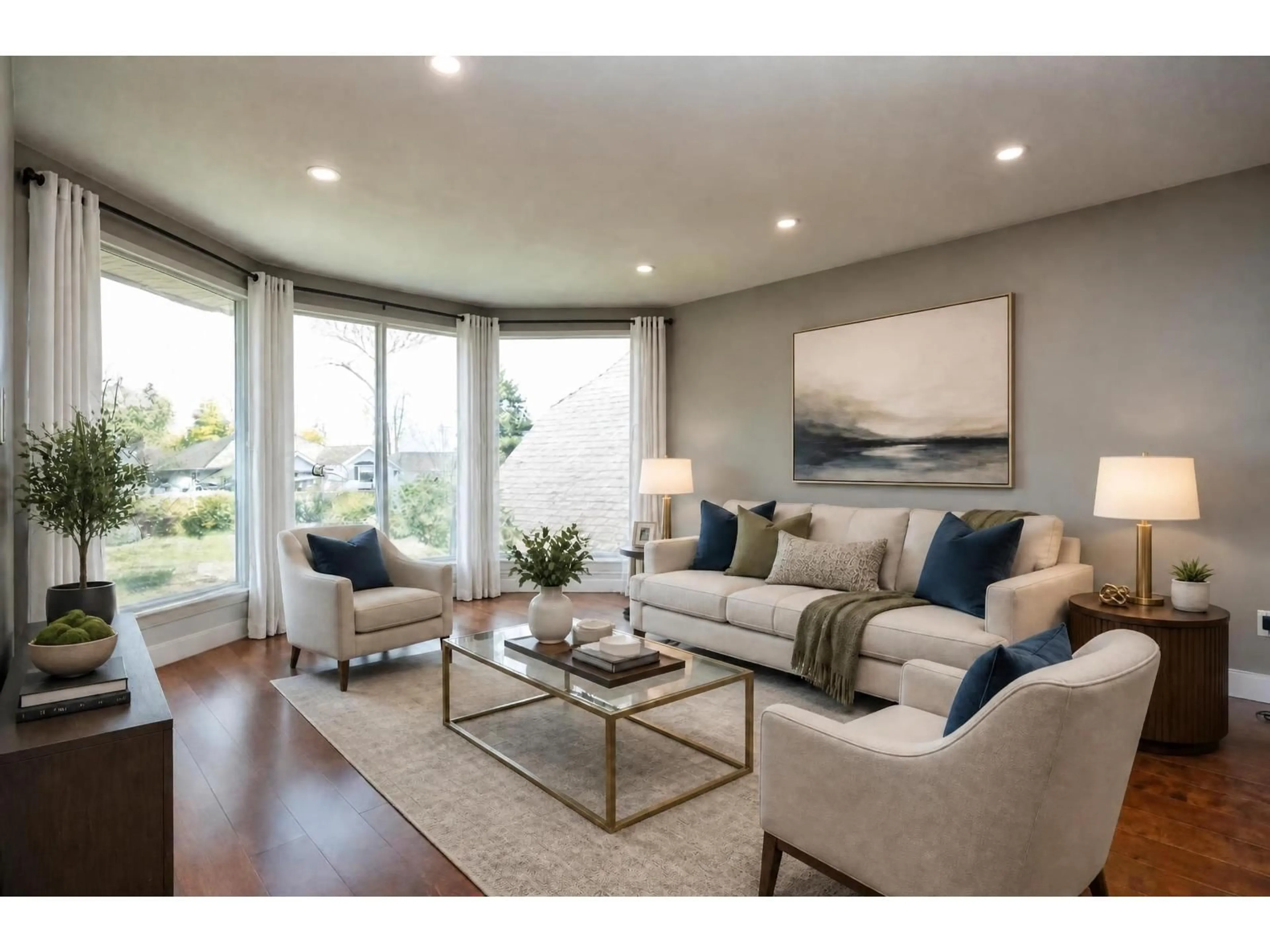 Living room with furniture, wood/laminate floor for 18139 CLAYTONWOOD CRESCENT, Surrey British Columbia V3S7T5