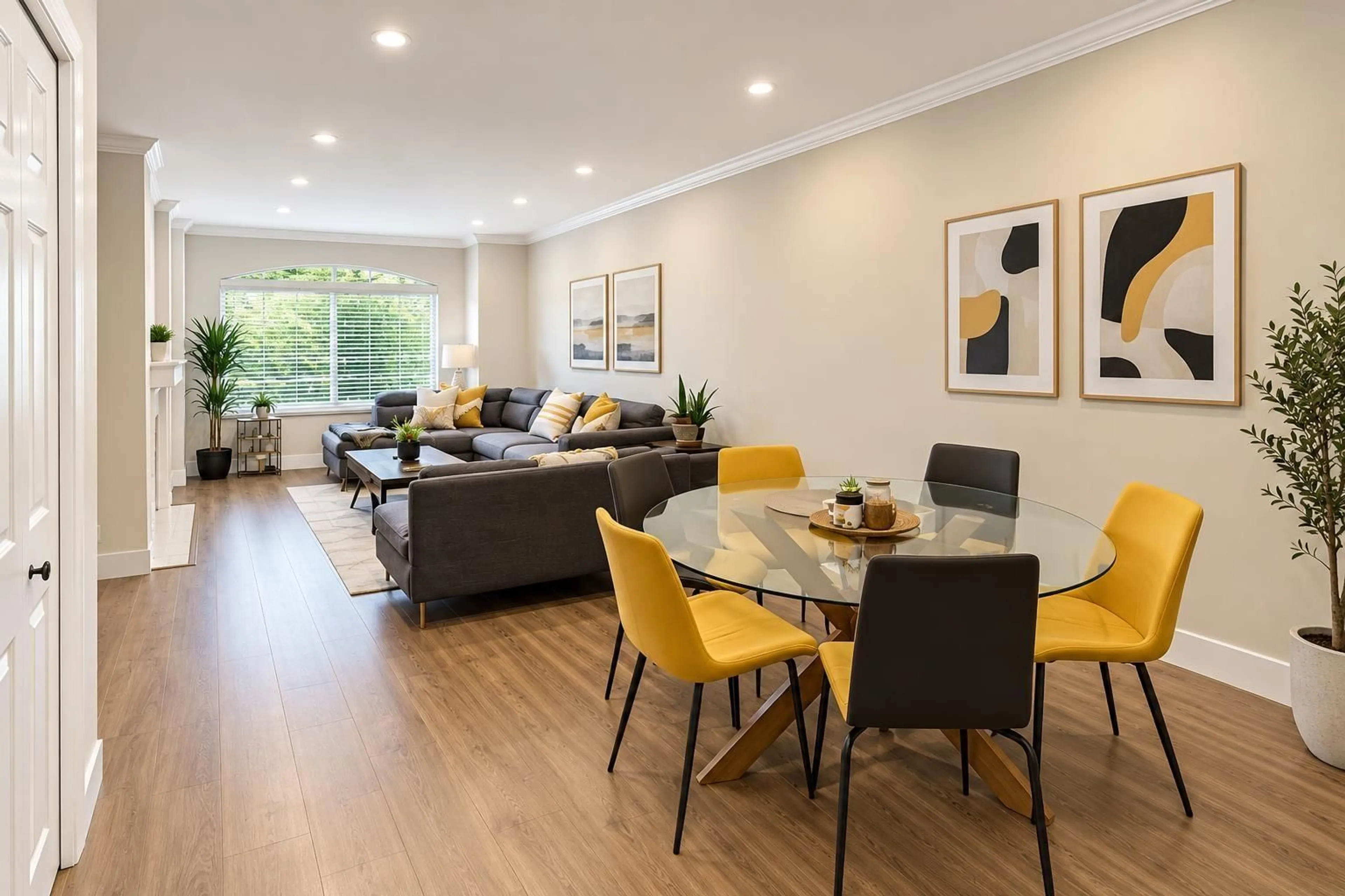 Living room with furniture, wood/laminate floor for 17 - 7140 132 STREET, Surrey British Columbia V3W1J5
