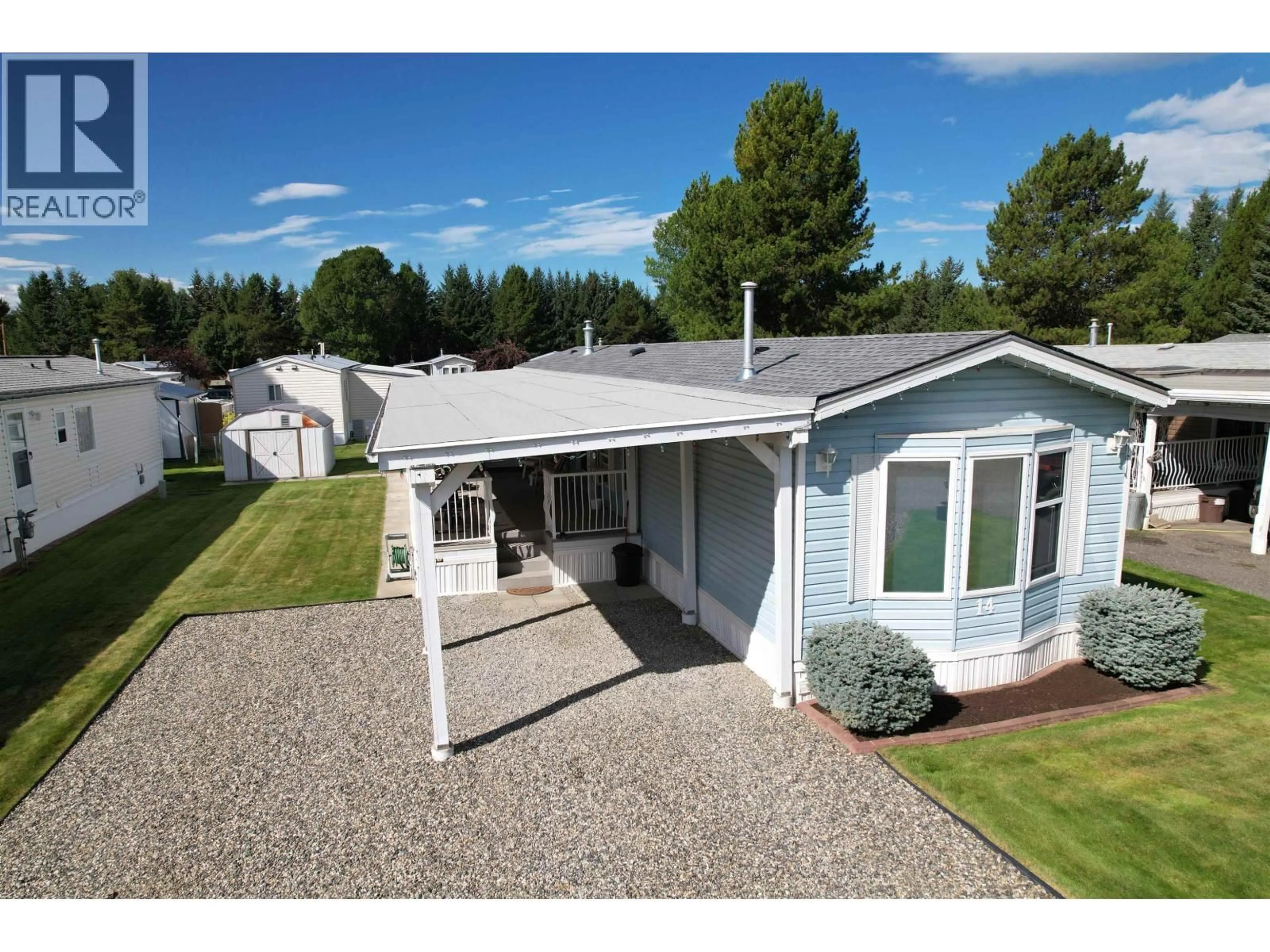 A pic from outside/outdoor area/front of a property/back of a property/a pic from drone, street for 14 - 2650 RICHARDSON ROAD, Quesnel British Columbia V2J4R7