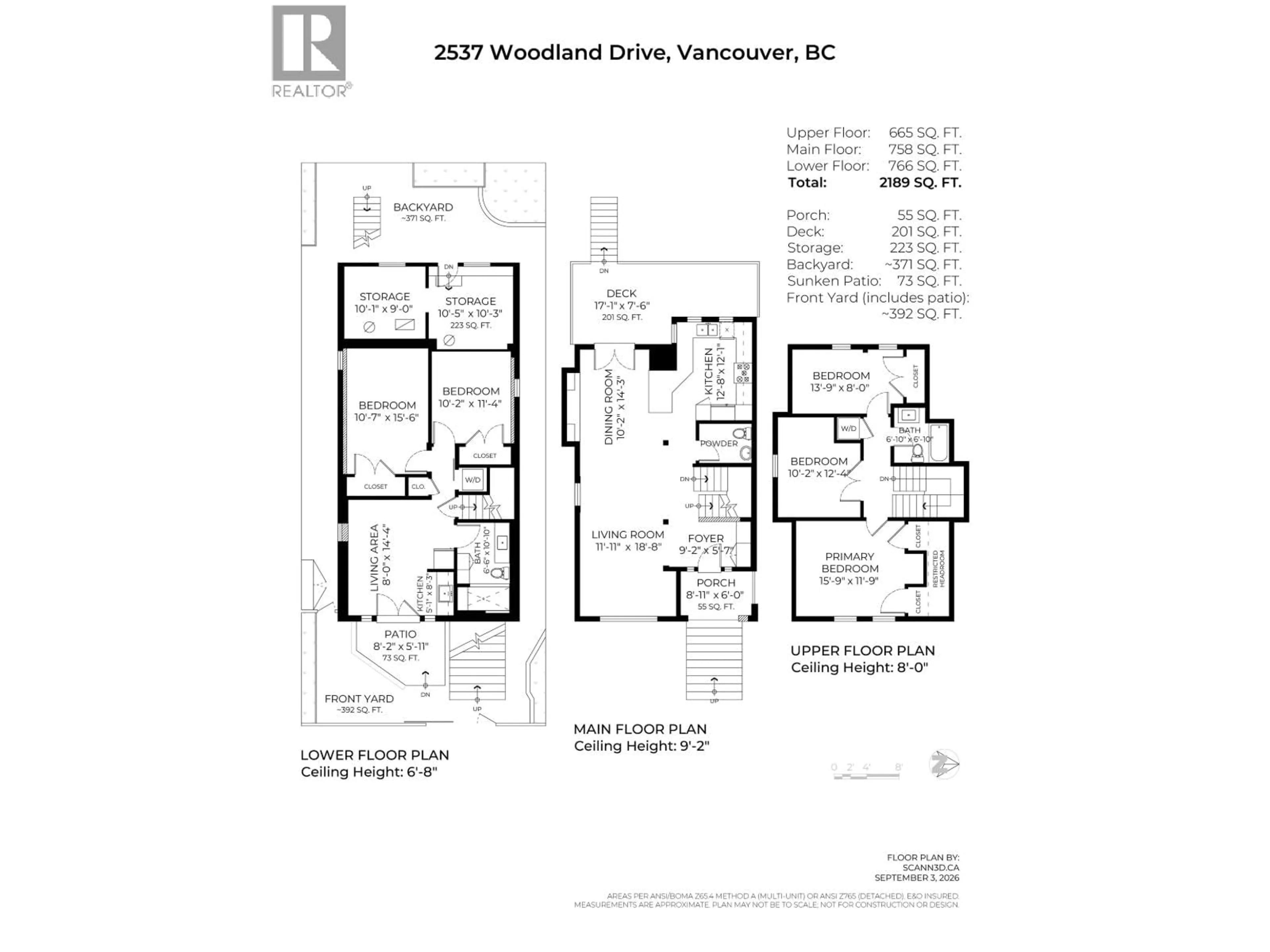 Floor plan for 2537 WOODLAND DRIVE, Vancouver British Columbia V5N3P4