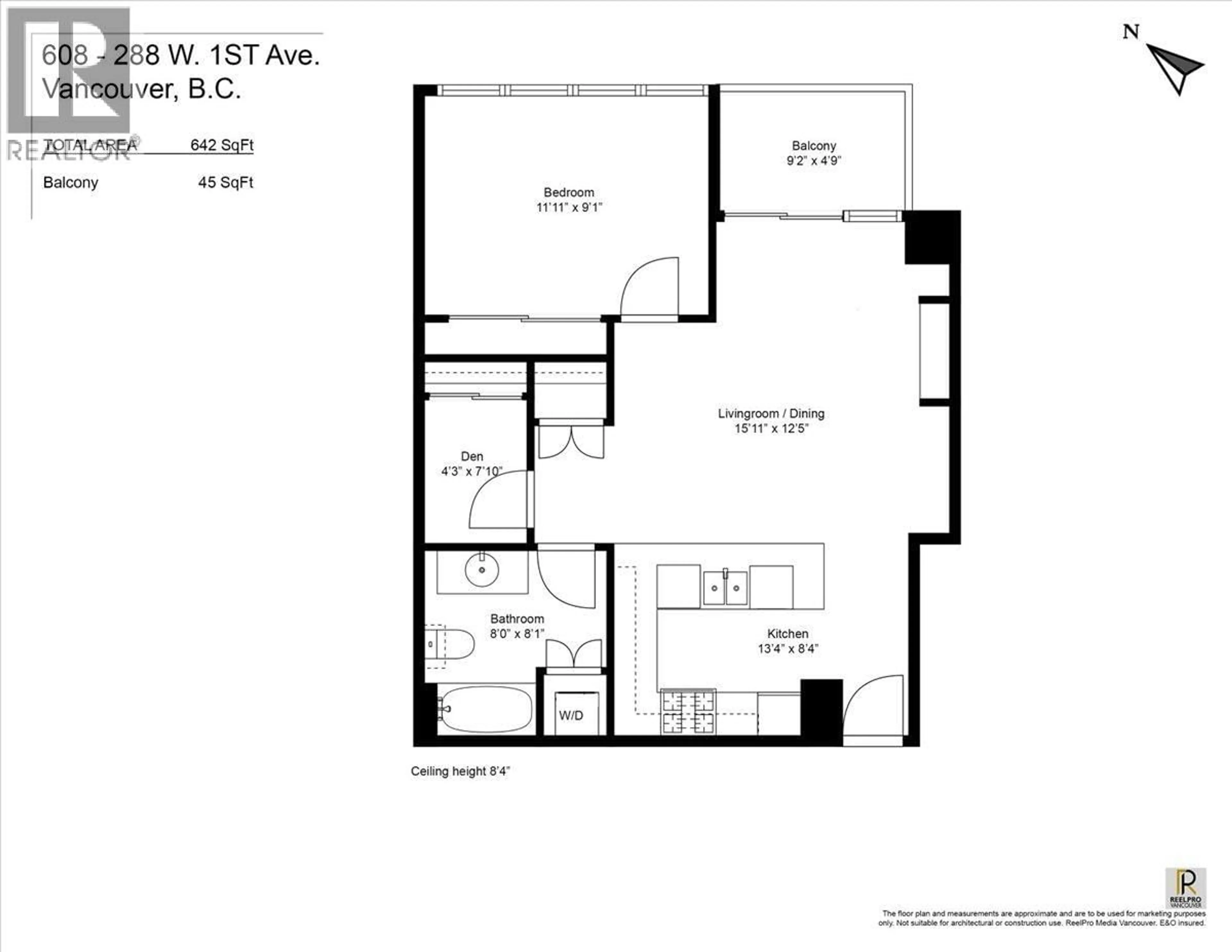 Floor plan for 608 - 288 1ST AVENUE, Vancouver British Columbia V5Y0E9