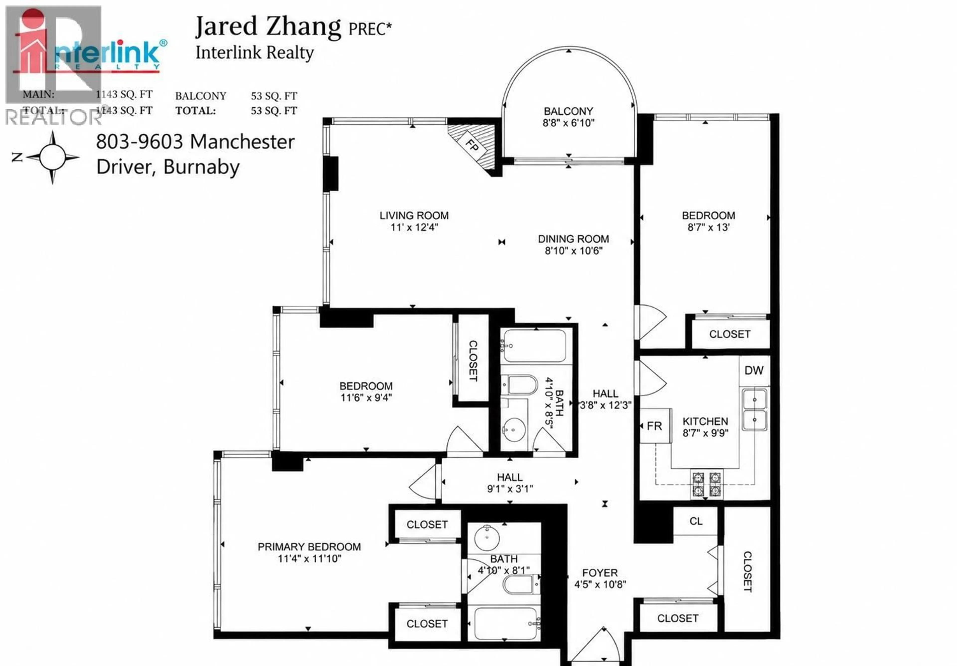 Floor plan for 803 - 9603 MANCHESTER DRIVE, Burnaby British Columbia V3N4Y7