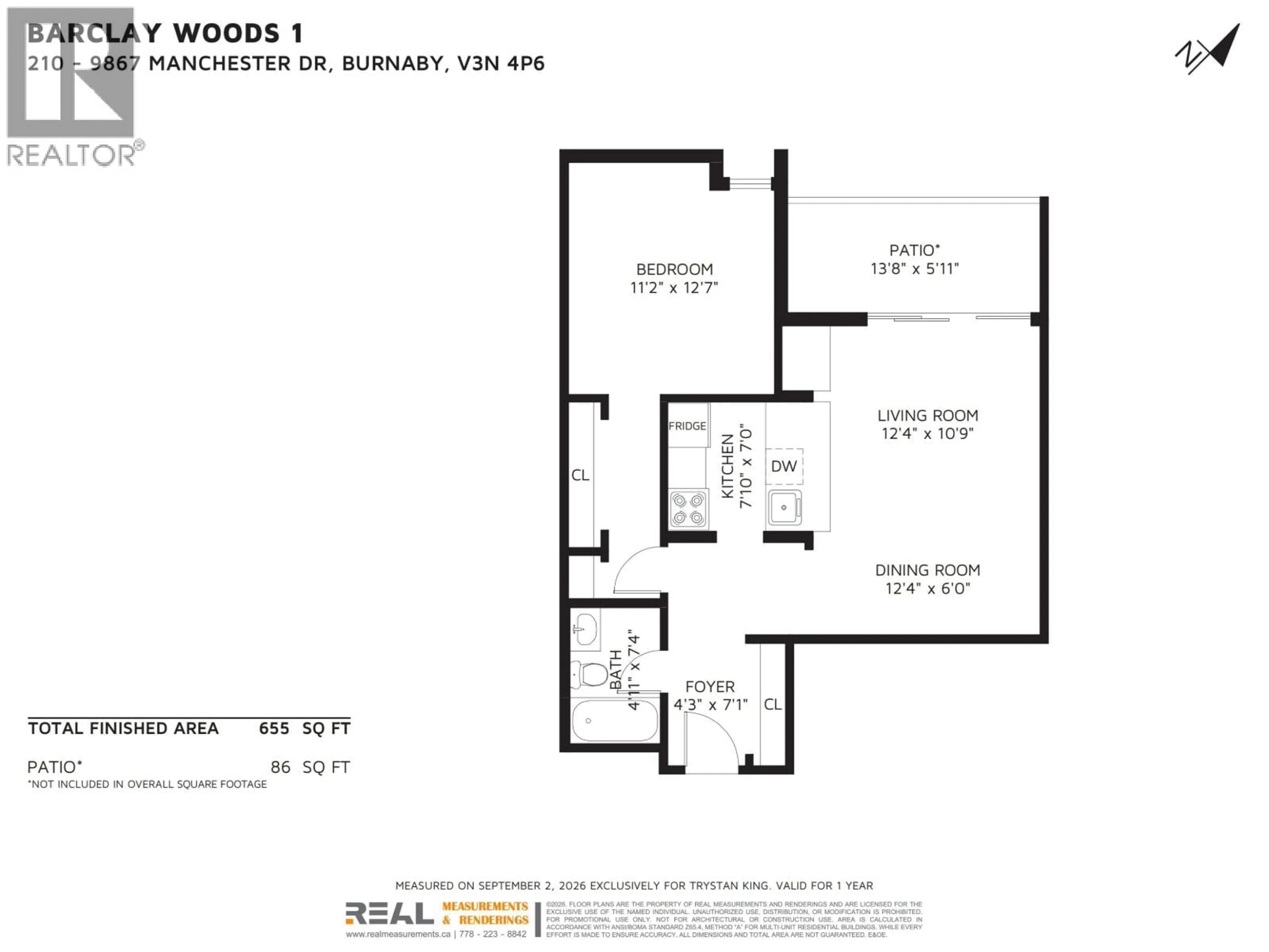 Floor plan for 210 - 9867 MANCHESTER DRIVE, Burnaby British Columbia V3N4P6