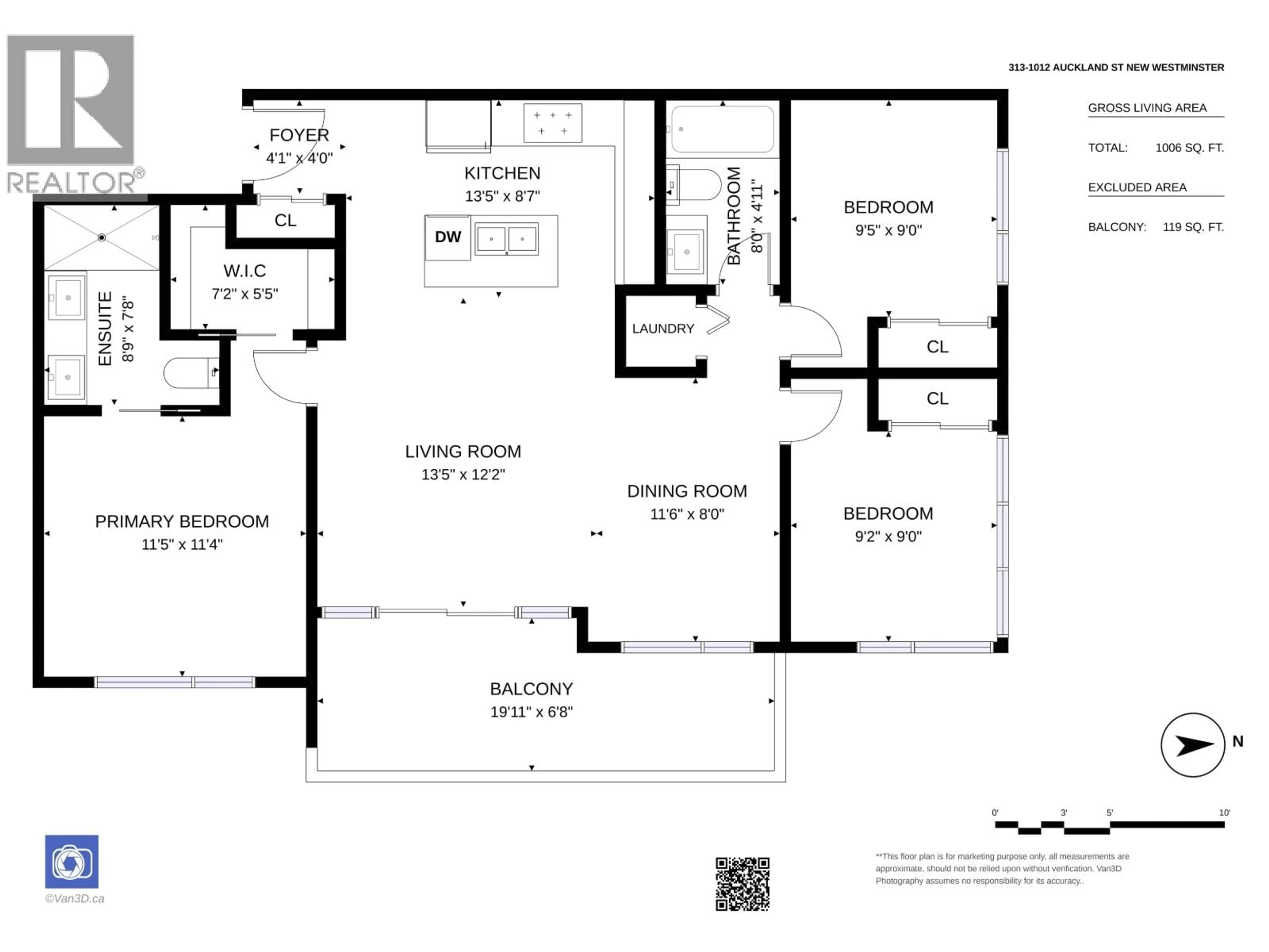 Floor plan for 313 - 1012 AUCKLAND STREET, New Westminster British Columbia V3M0M3