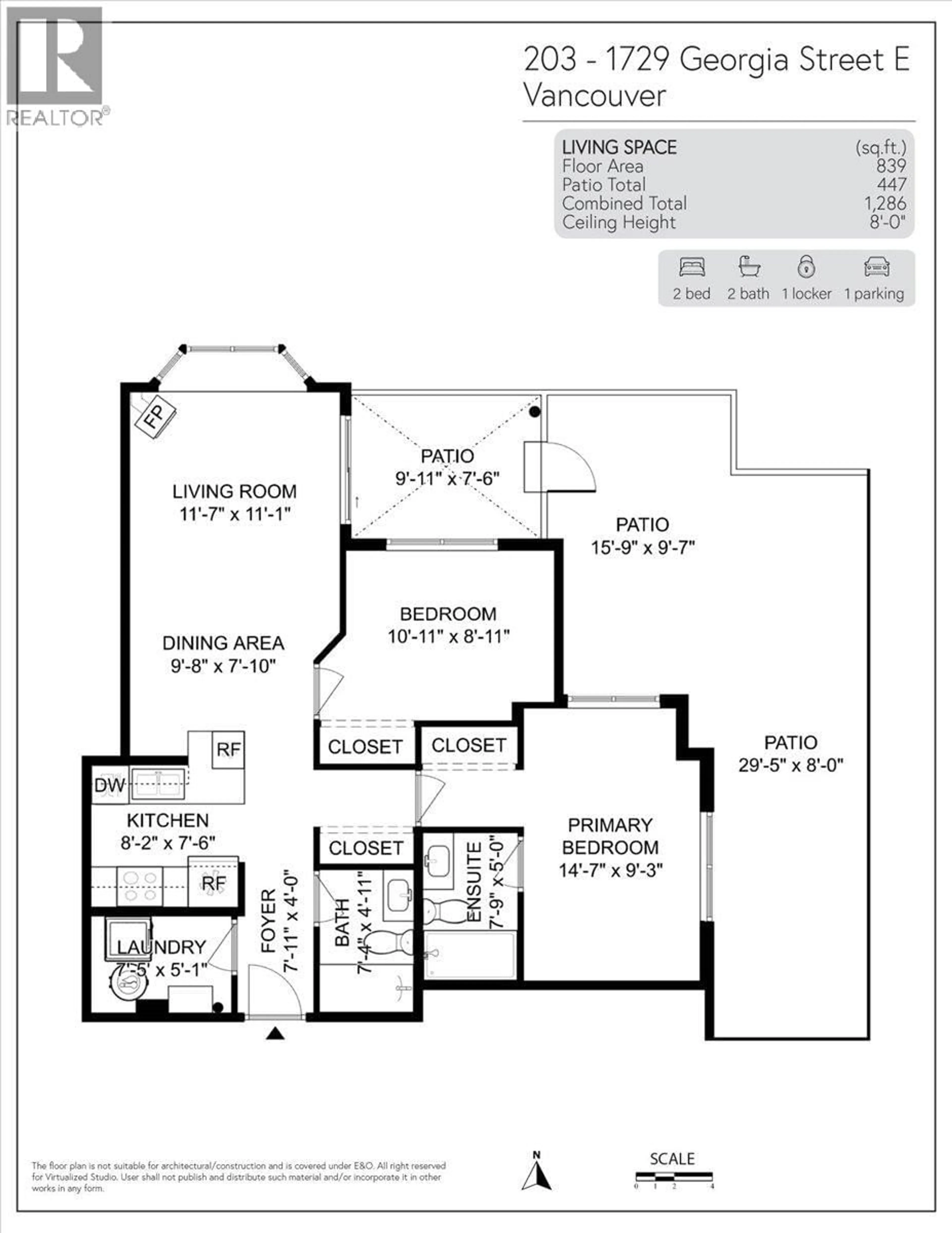 Floor plan for 203 - 1729 GEORGIA STREET, Vancouver British Columbia V5L2B3