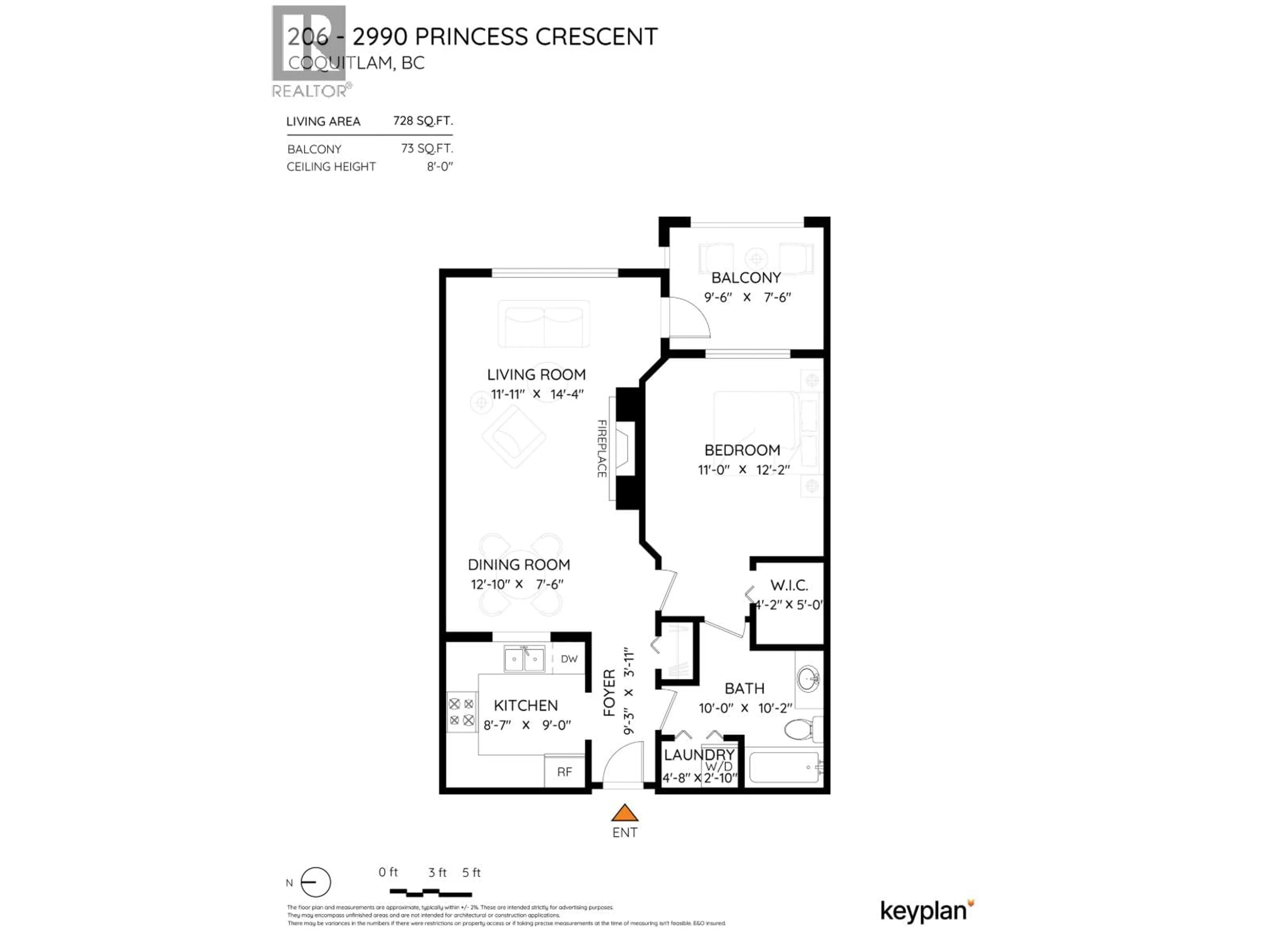 Floor plan for 206 - 2990 PRINCESS CRESCENT, Coquitlam British Columbia V3B7R3
