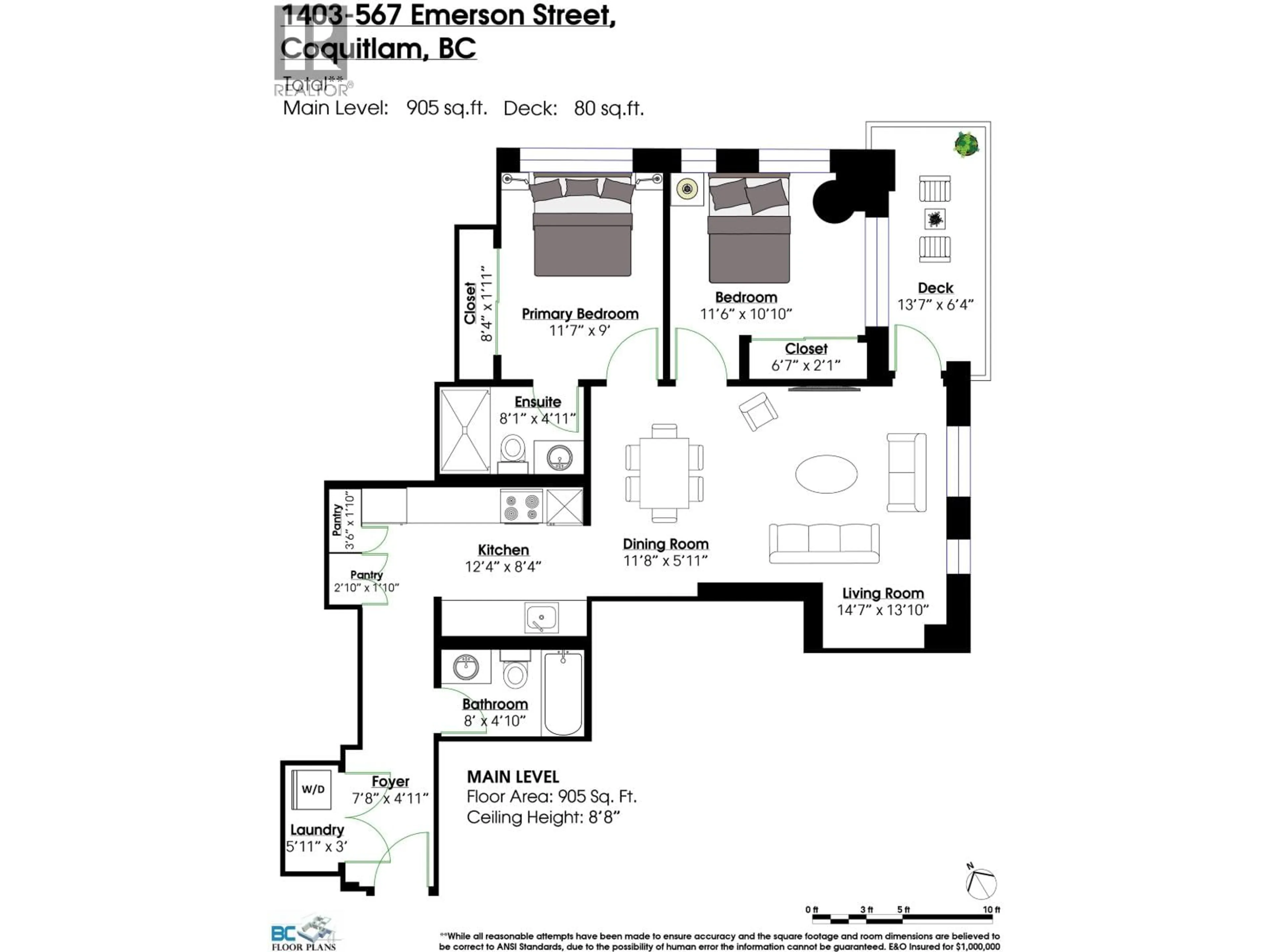 Floor plan for 1403 - 567 EMERSON STREET, Coquitlam British Columbia V3J0M8
