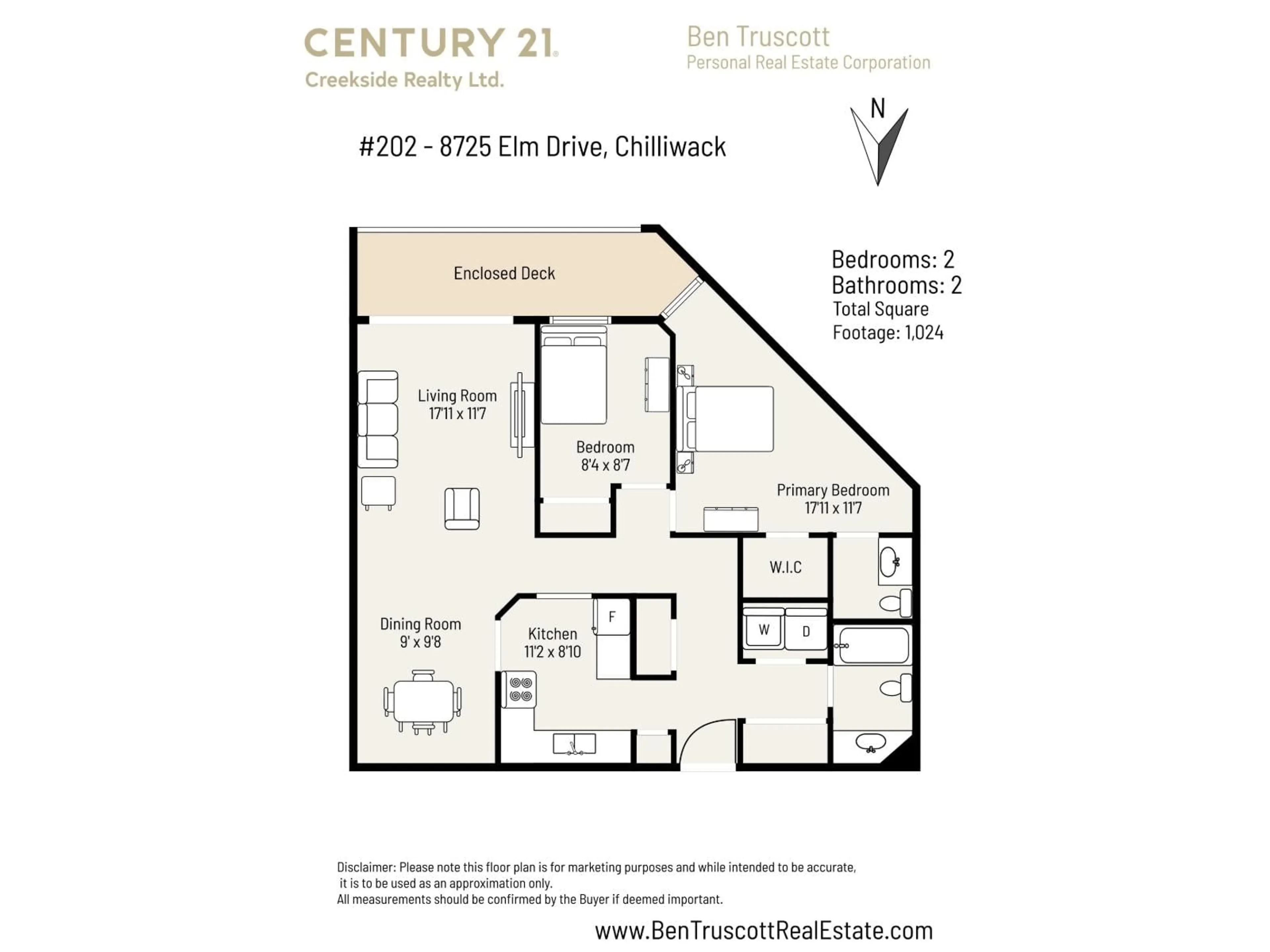 Floor plan for 202 - 8725 ELM DRIVE, Chilliwack British Columbia V2P4Y3