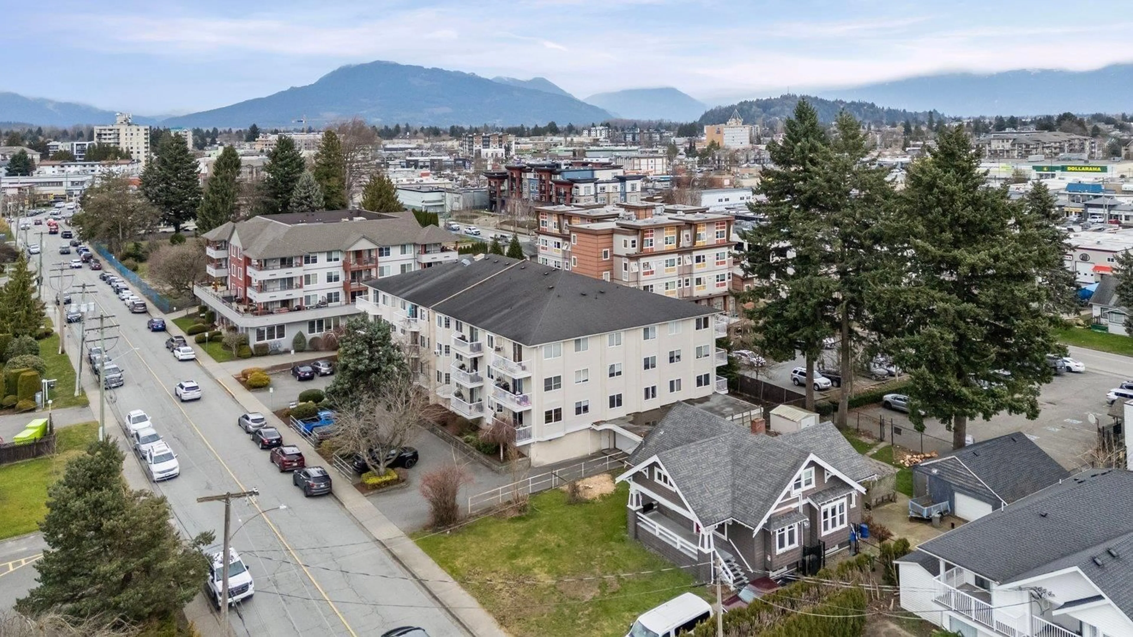 A pic from outside/outdoor area/front of a property/back of a property/a pic from drone, mountain view for 103 - 8934 MARY STREET, Chilliwack British Columbia V2P4J3