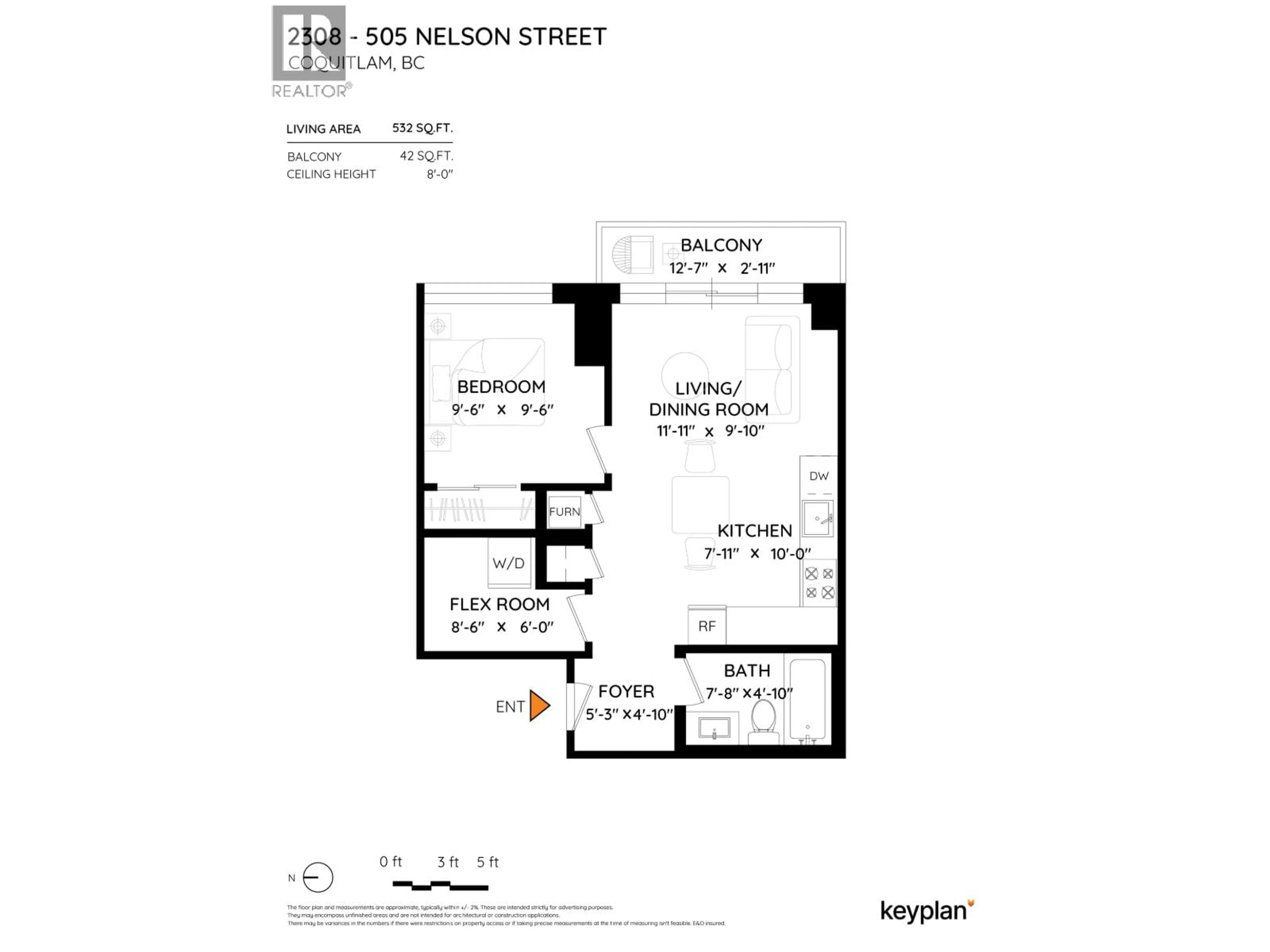 Floor plan for 2308 - 505 NELSON STREET, Coquitlam British Columbia V3J0R5