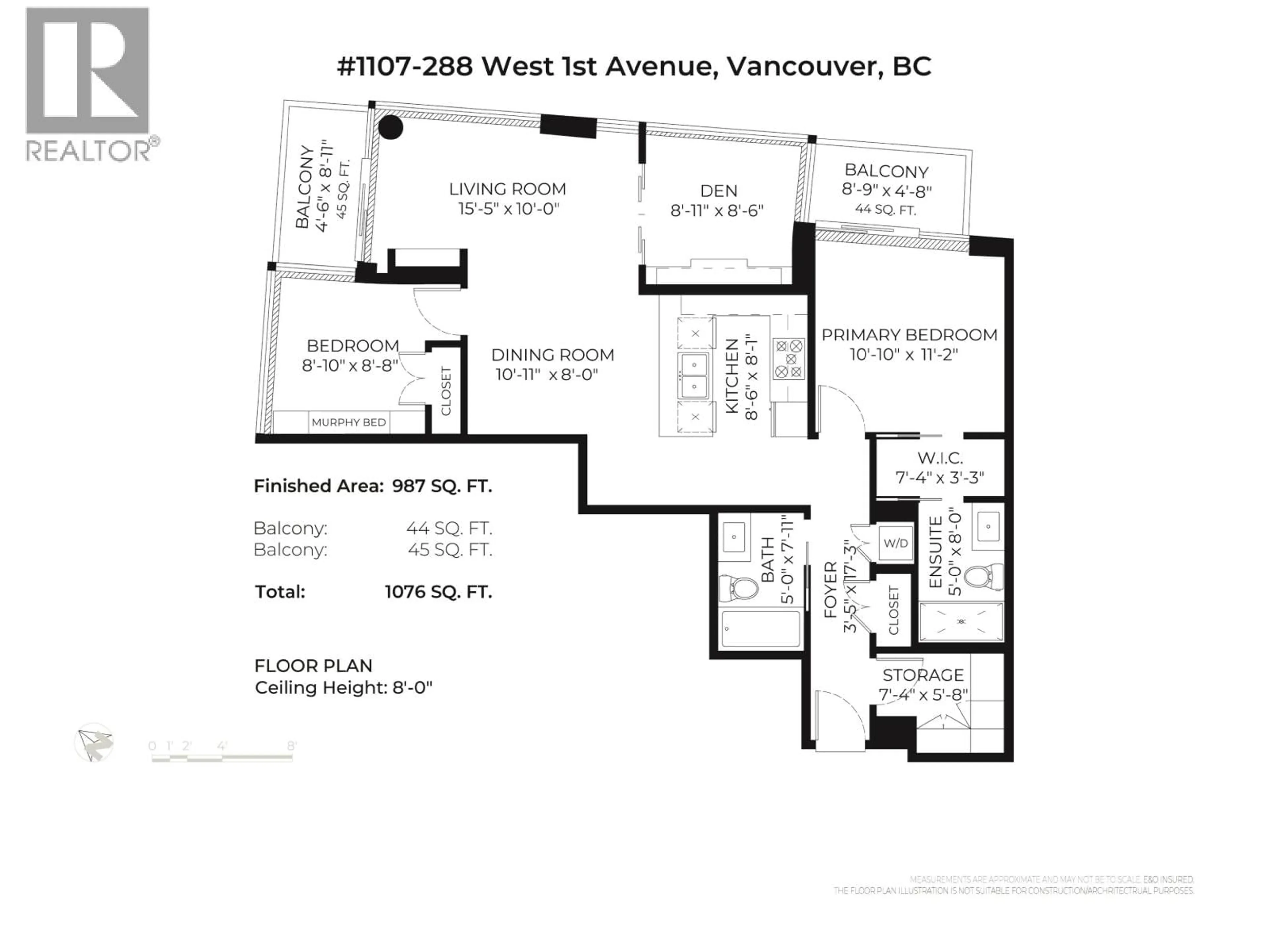 Floor plan for 1107 - 288 1ST AVENUE, Vancouver British Columbia V5Y0E9
