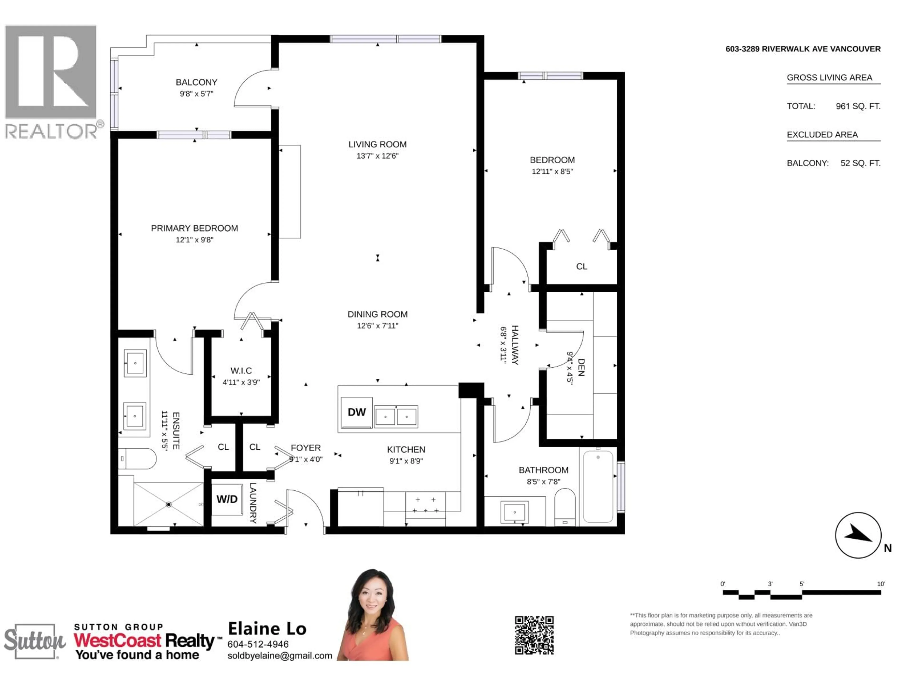 Floor plan for 603 - 3289 RIVERWALK AVENUE, Vancouver British Columbia V5S0G2
