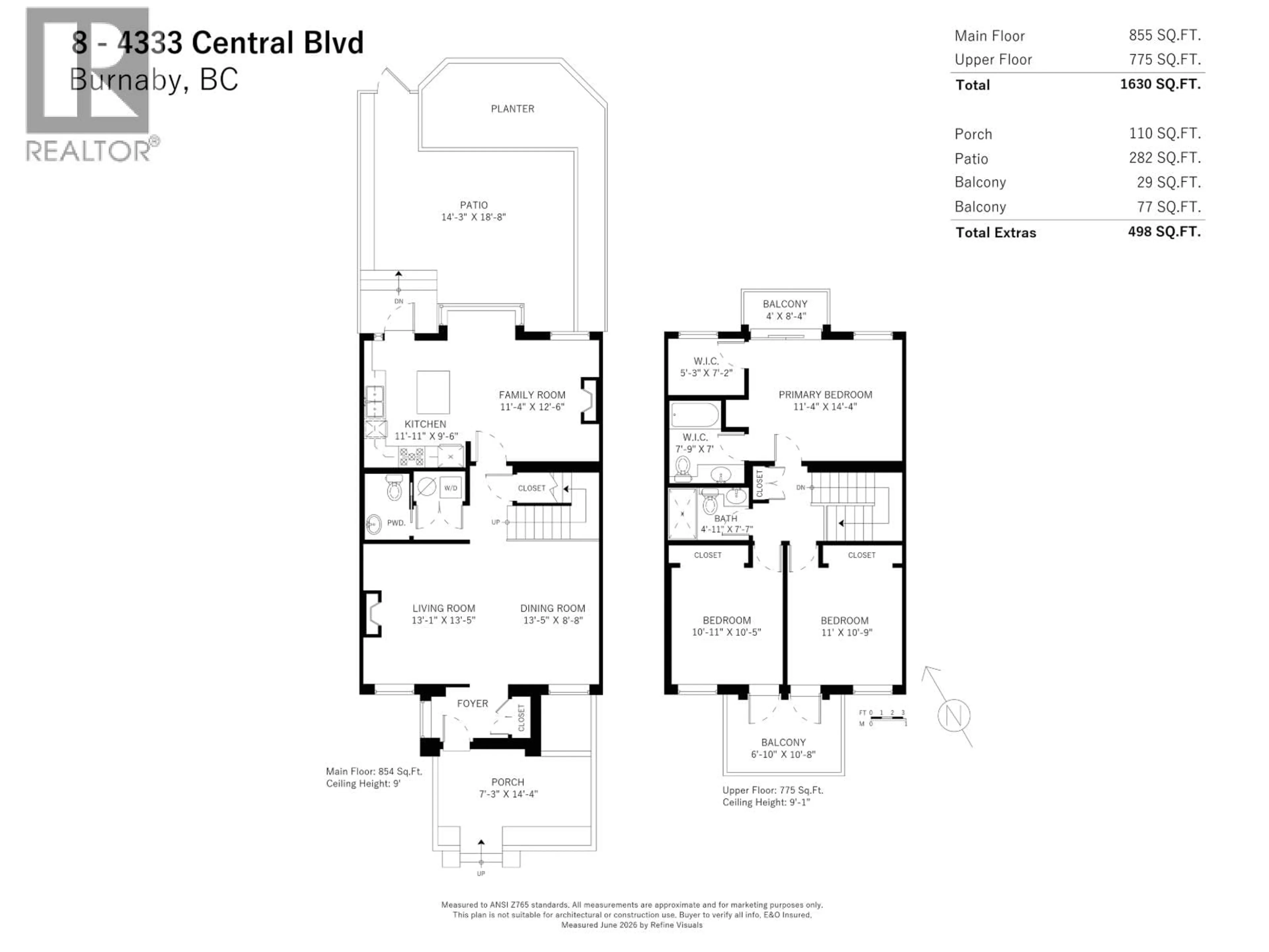 Floor plan for 8 - 4333 CENTRAL BOULEVARD, Burnaby British Columbia V5H4W8