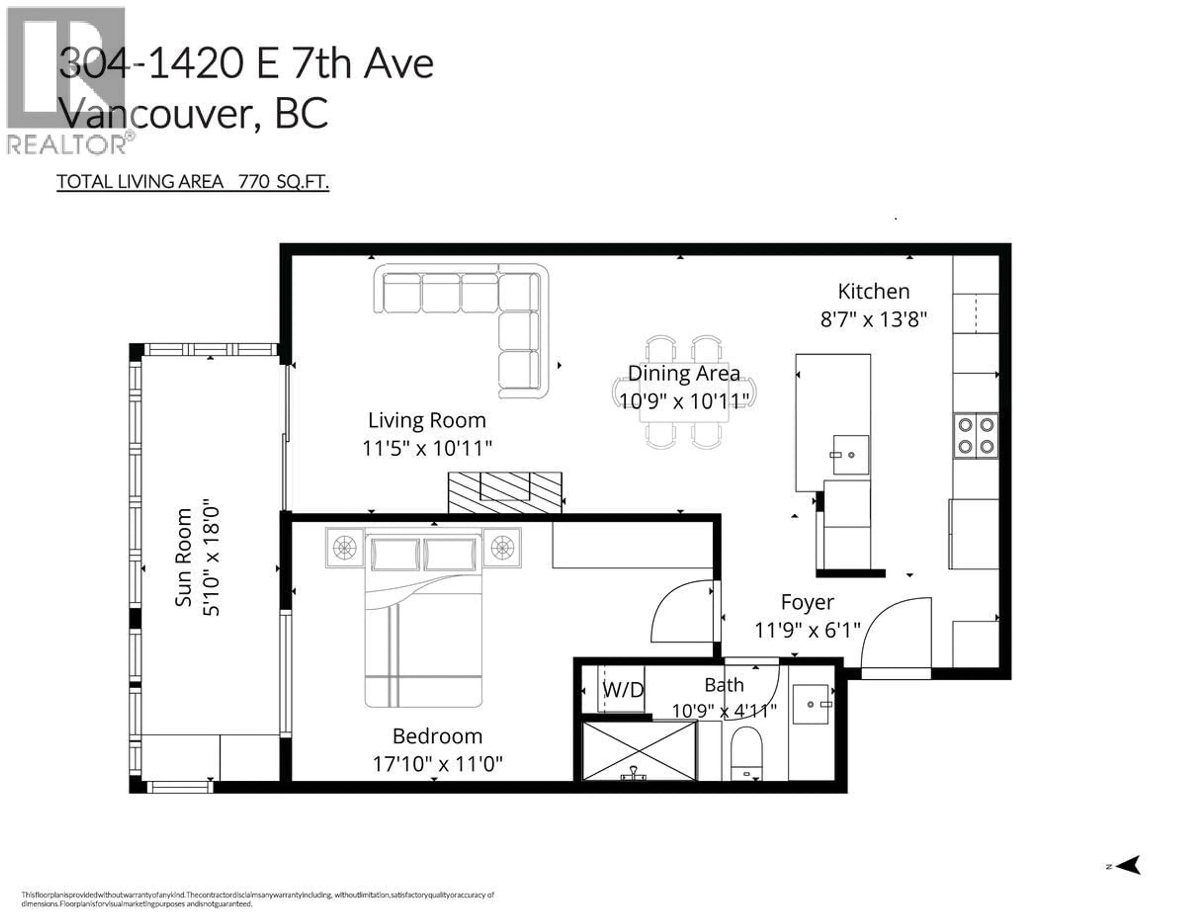 Floor plan for 304 - 1420 7TH AVENUE, Vancouver British Columbia V5N1R8