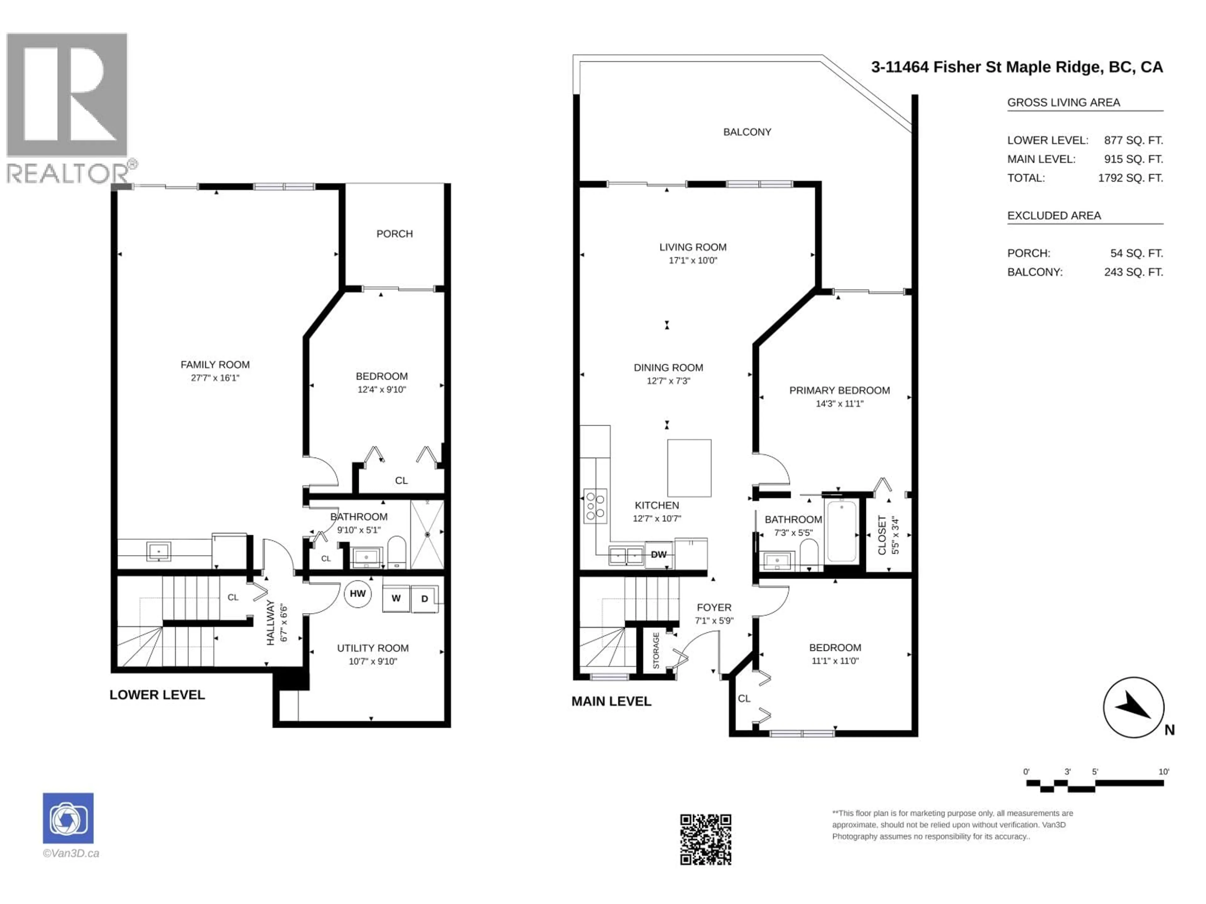 Floor plan for 3 - 11464 FISHER STREET, Maple Ridge British Columbia V2X0H7