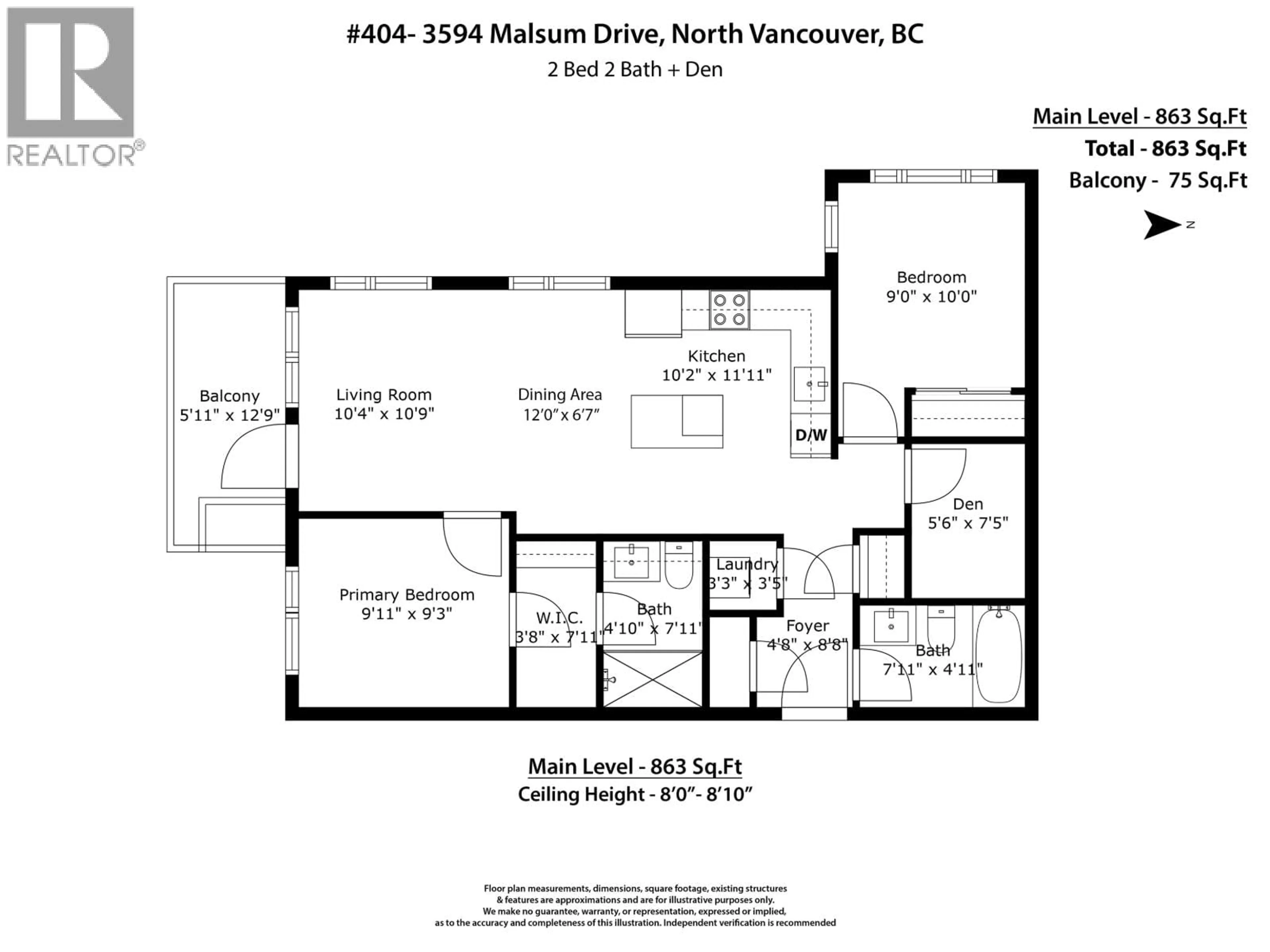 Floor plan for 404 - 3594 MALSUM DRIVE, North Vancouver British Columbia V7G0B4