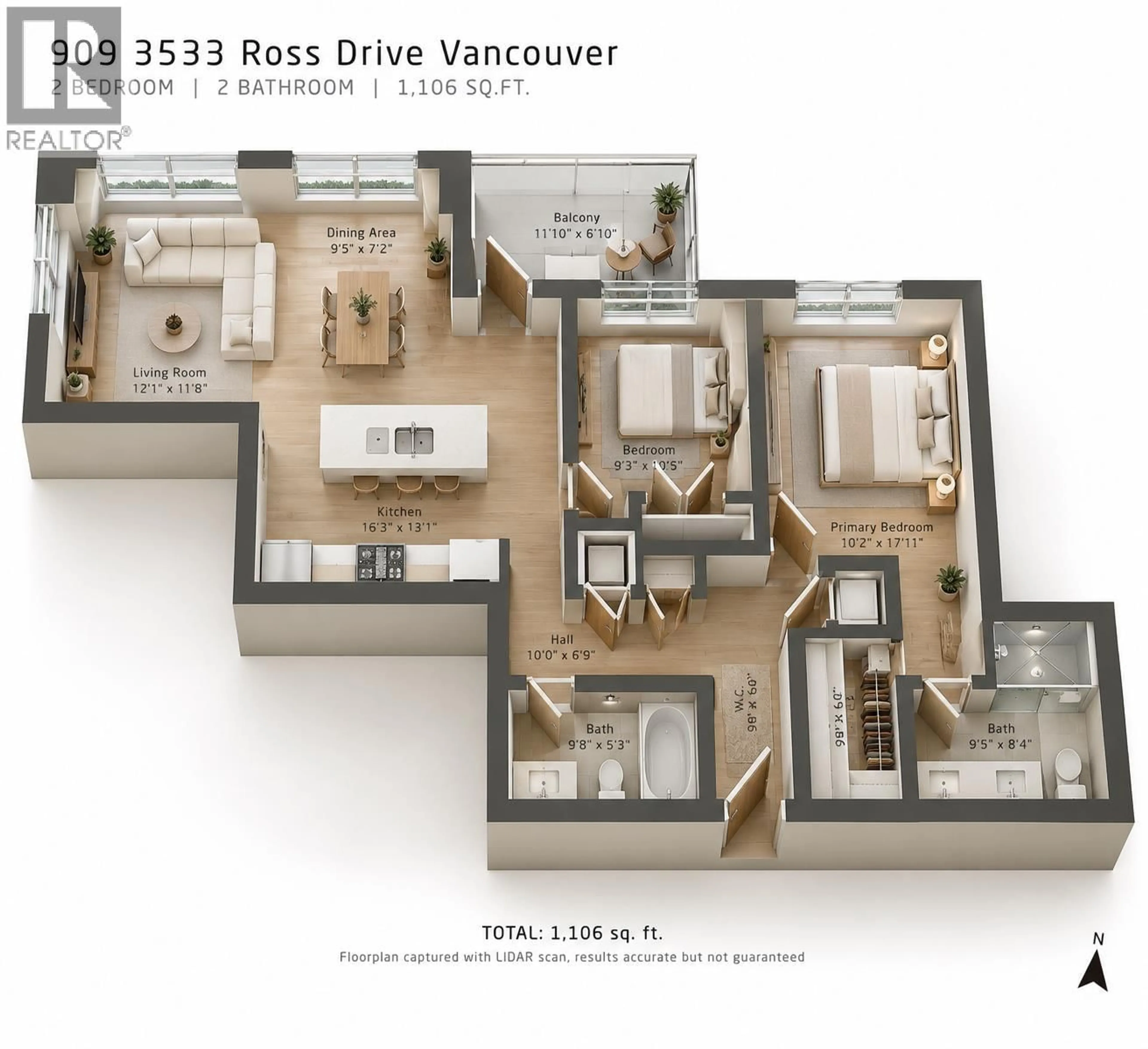 Floor plan for 909 - 3533 ROSA DRIVE, Vancouver British Columbia V6S0L3
