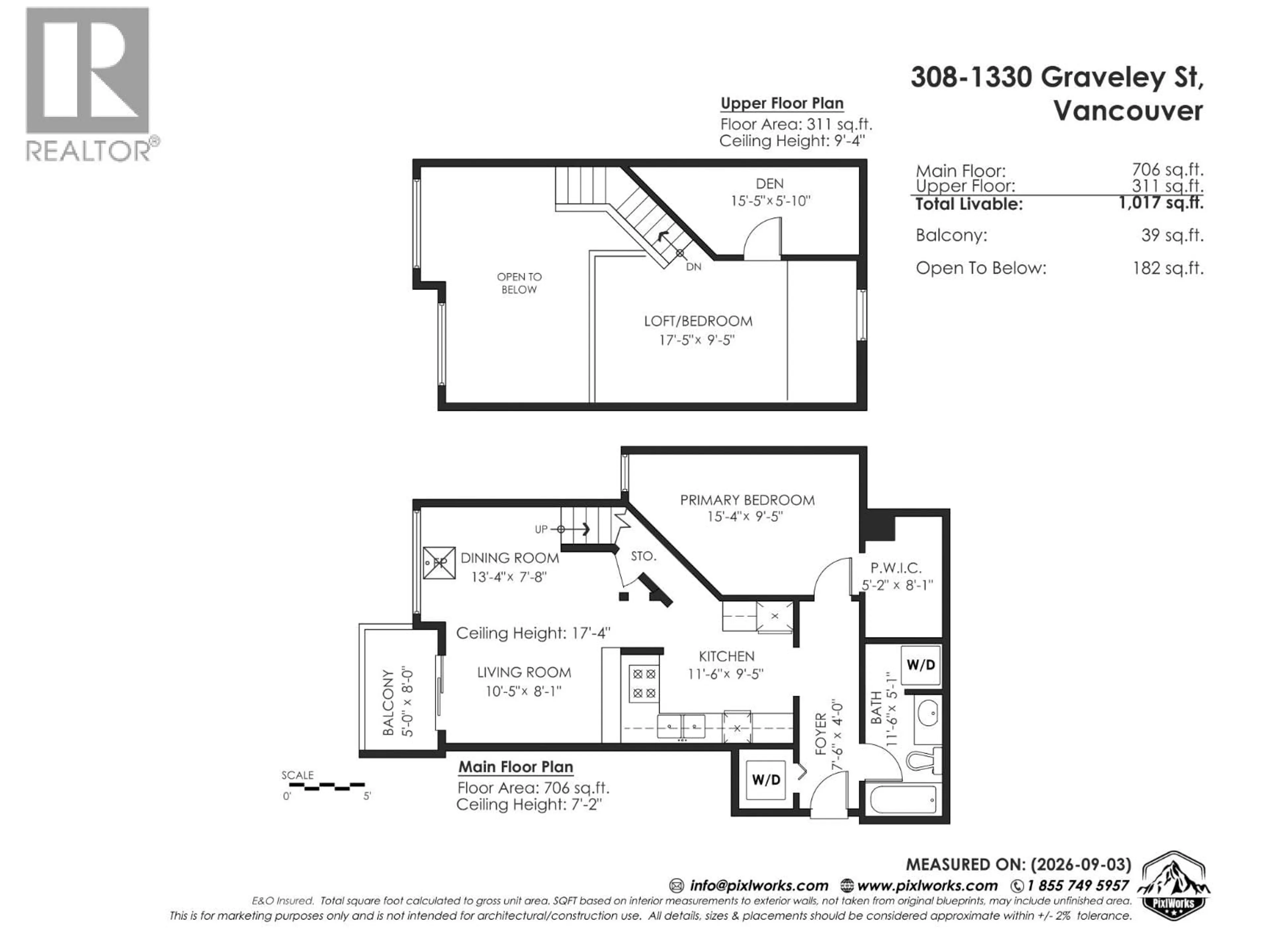 Floor plan for 308 - 1330 GRAVELEY STREET, Vancouver British Columbia V5L3A2