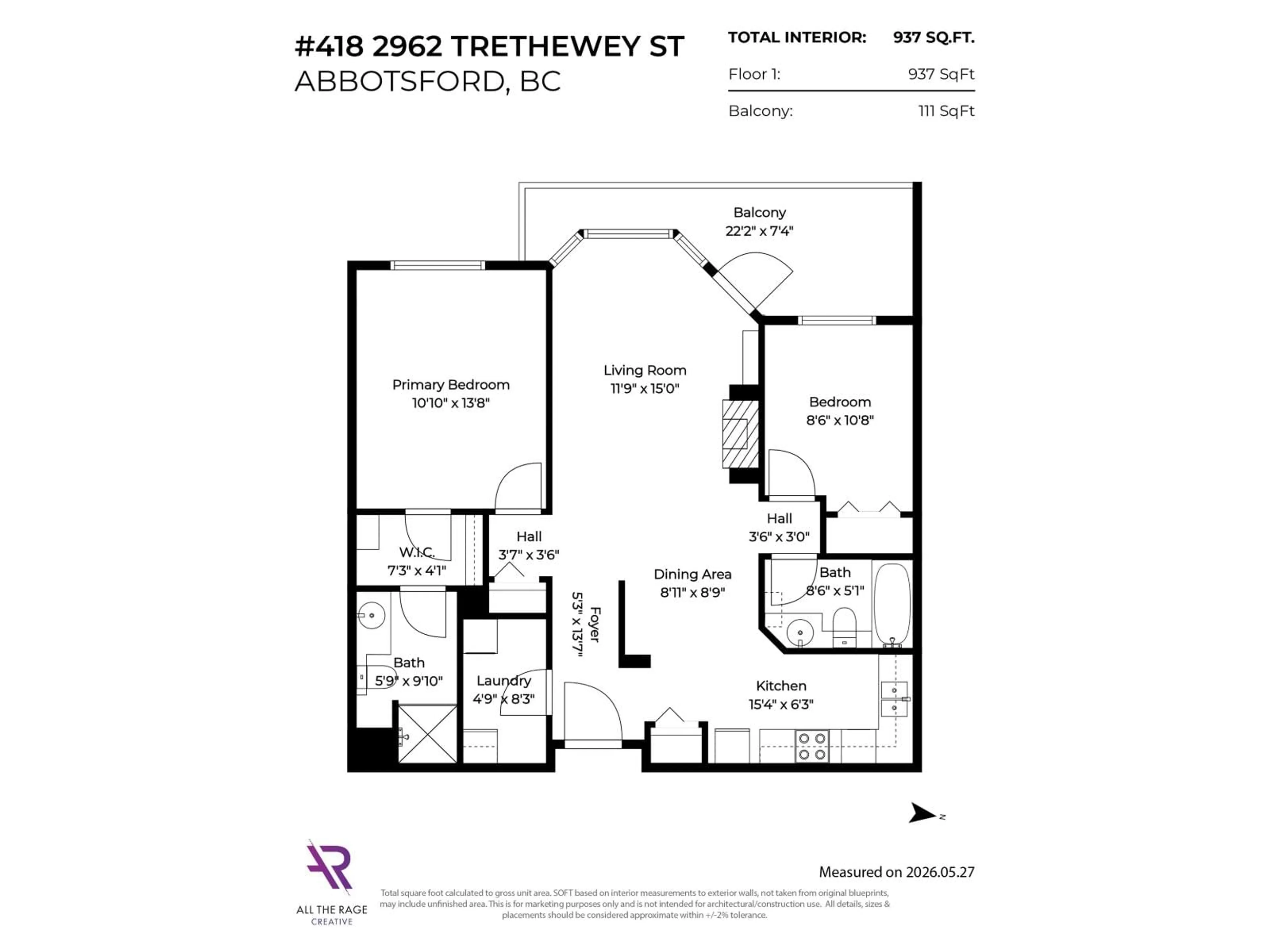 Floor plan for 418 - 2962 TRETHEWEY STREET, Abbotsford British Columbia V2T4M3