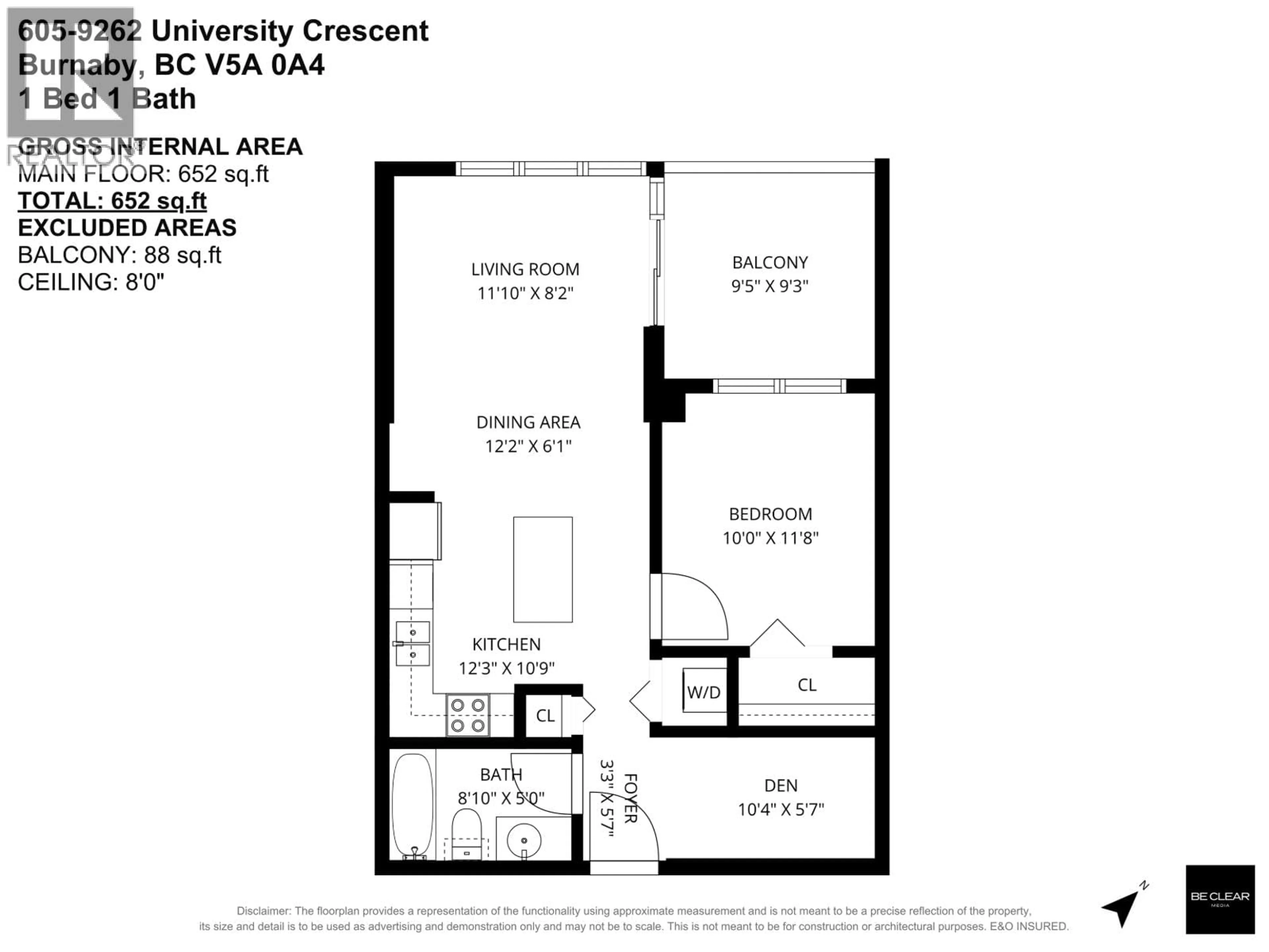 Floor plan for 605 - 9262 UNIVERSITY CRESCENT, Burnaby British Columbia V5A0A4