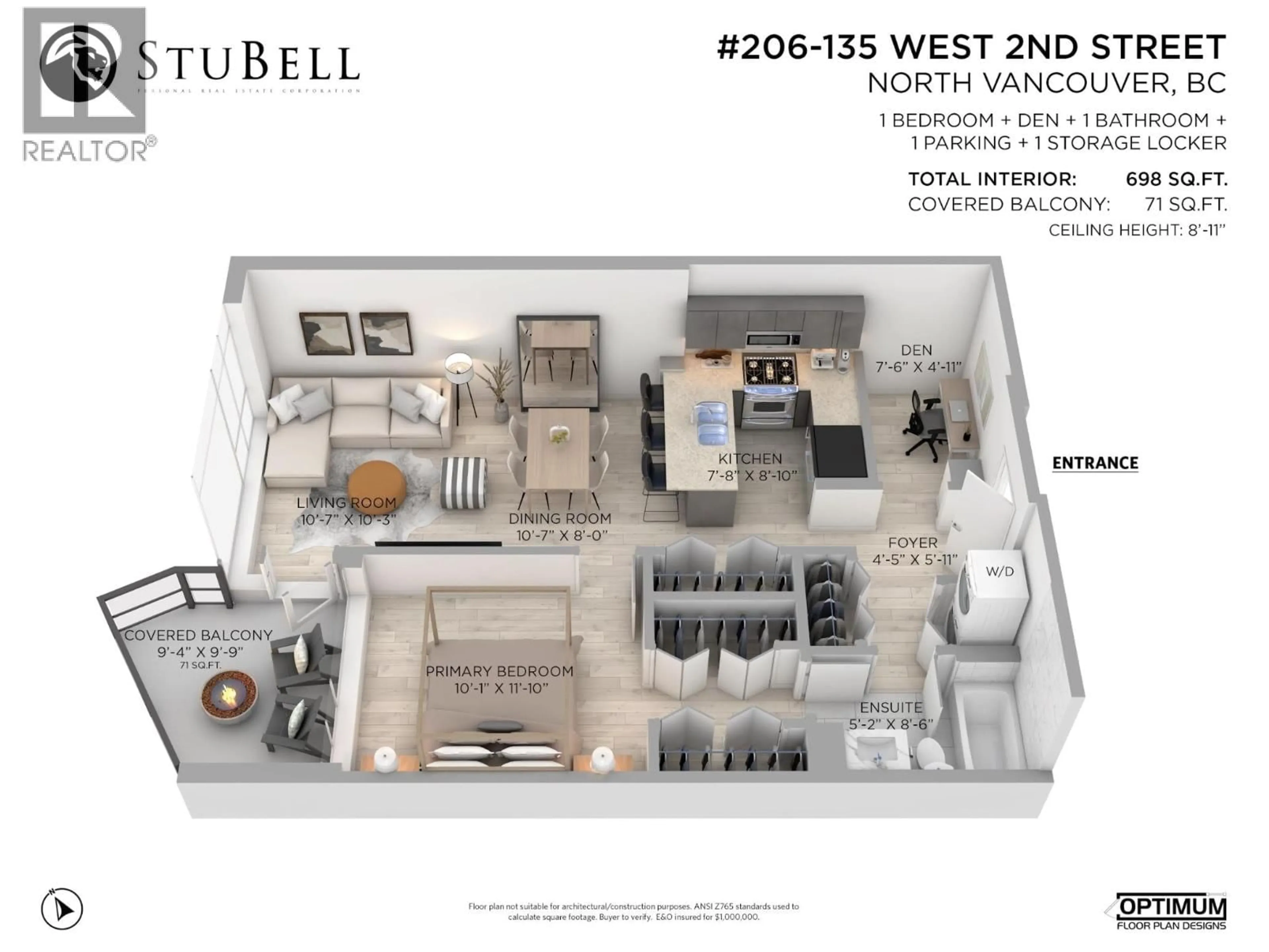 Floor plan for 206 - 135 2ND STREET, North Vancouver British Columbia V7M0C5
