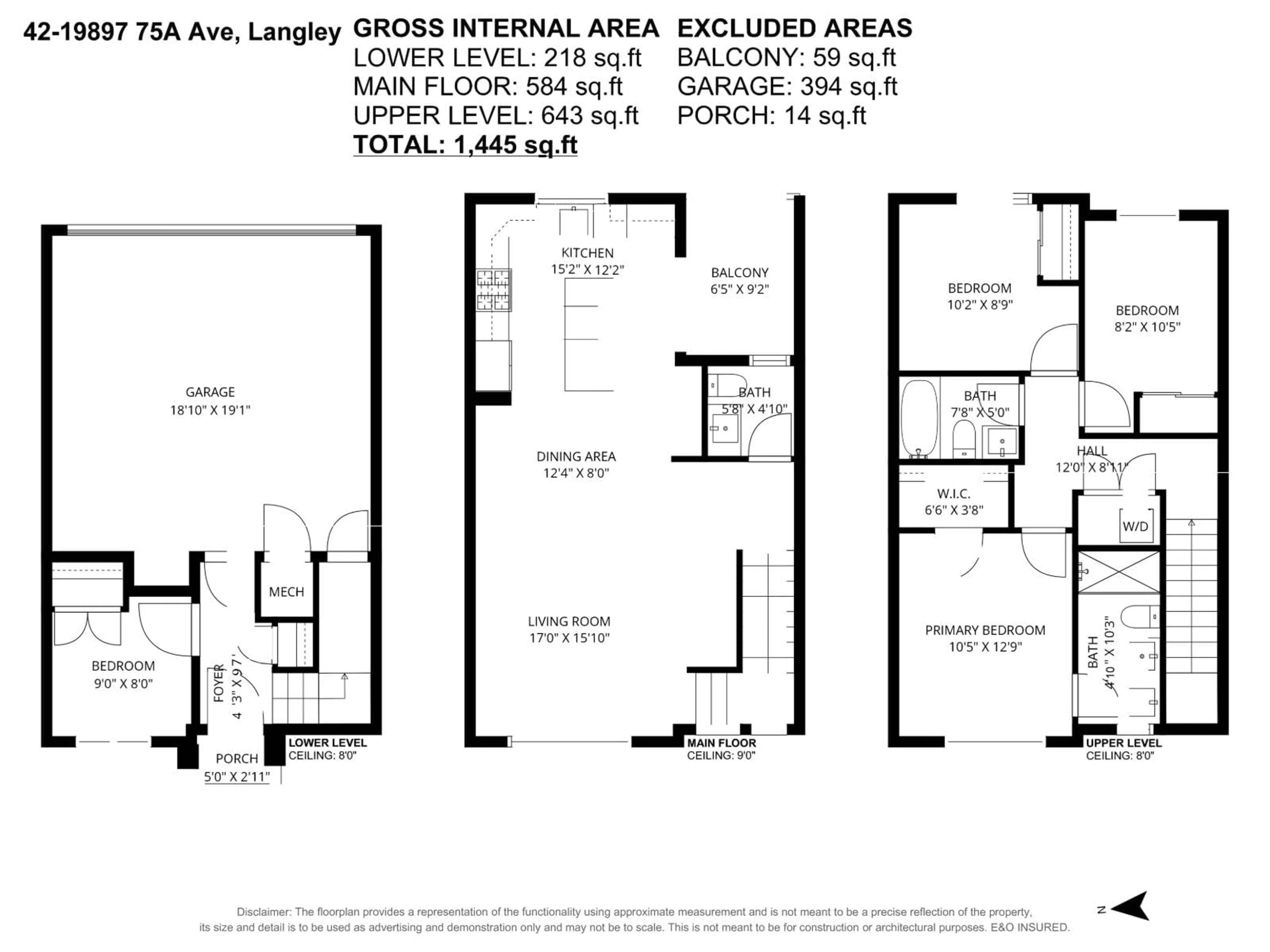 Floor plan for 42 - 19897 75A AVENUE, Langley British Columbia V2Y3S2