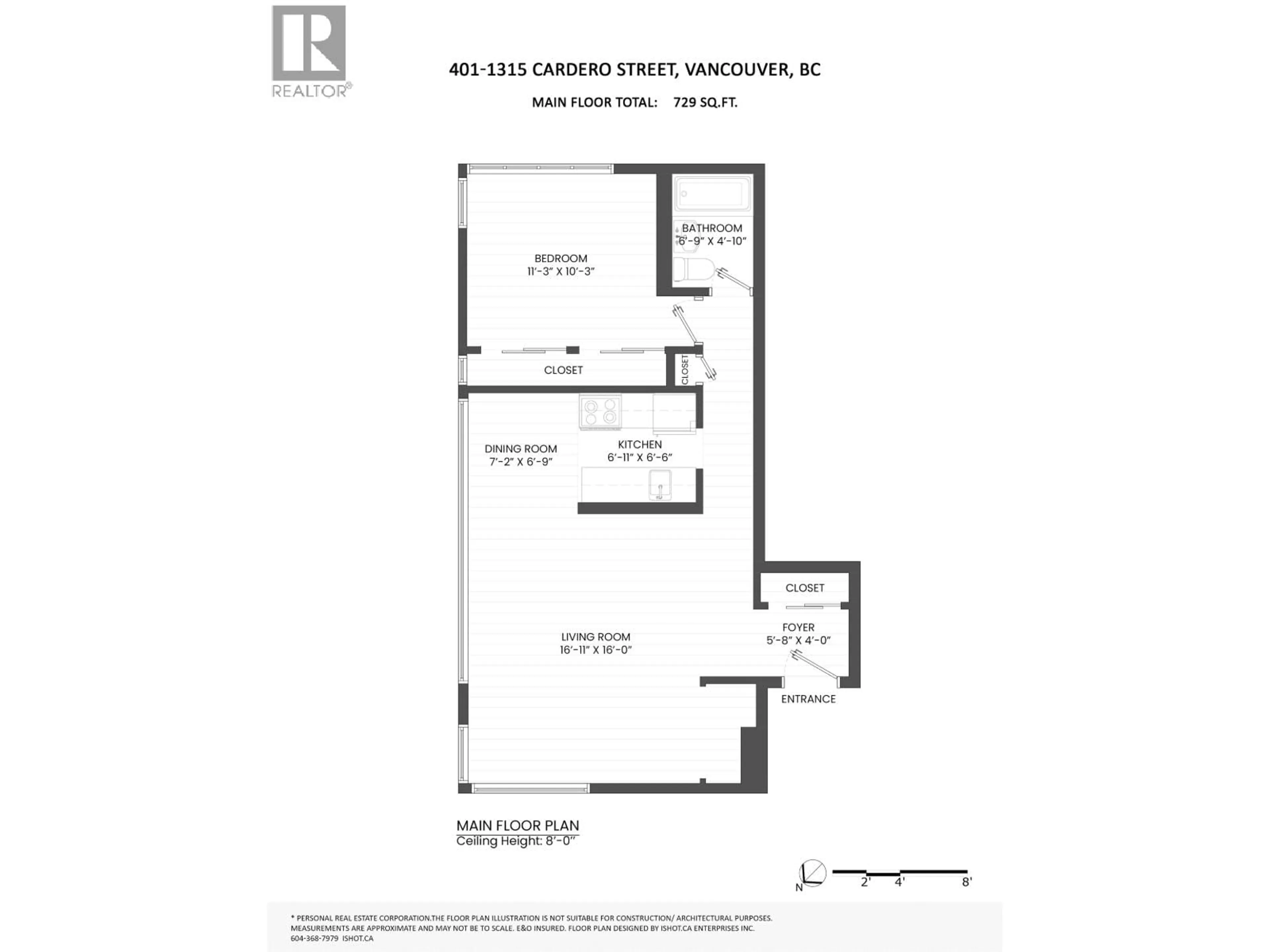 Floor plan for 401 - 1315 CARDERO STREET, Vancouver British Columbia V6G2J2