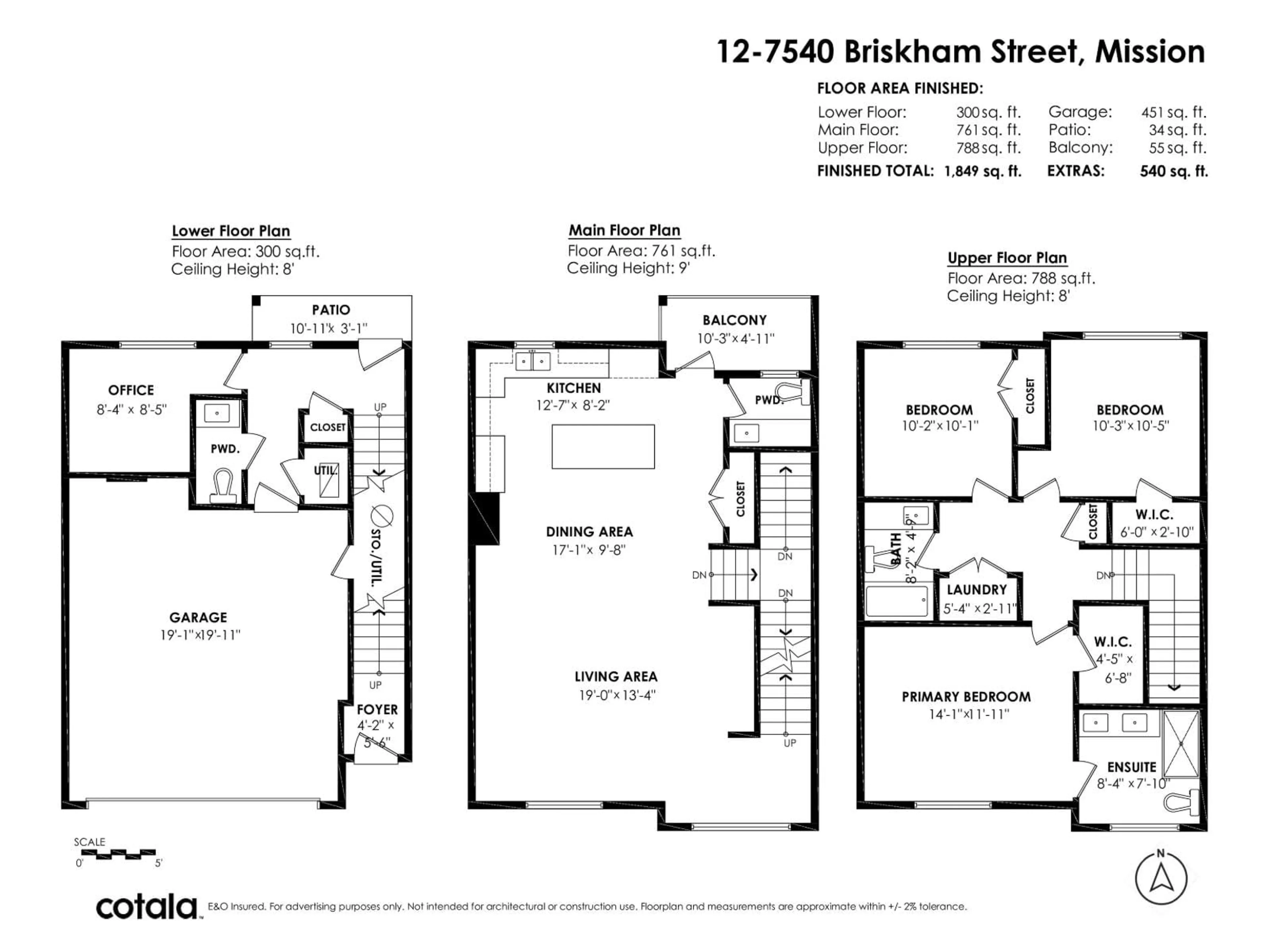 Floor plan for 12 - 7540 BRISKHAM STREET, Mission British Columbia V2V3L8