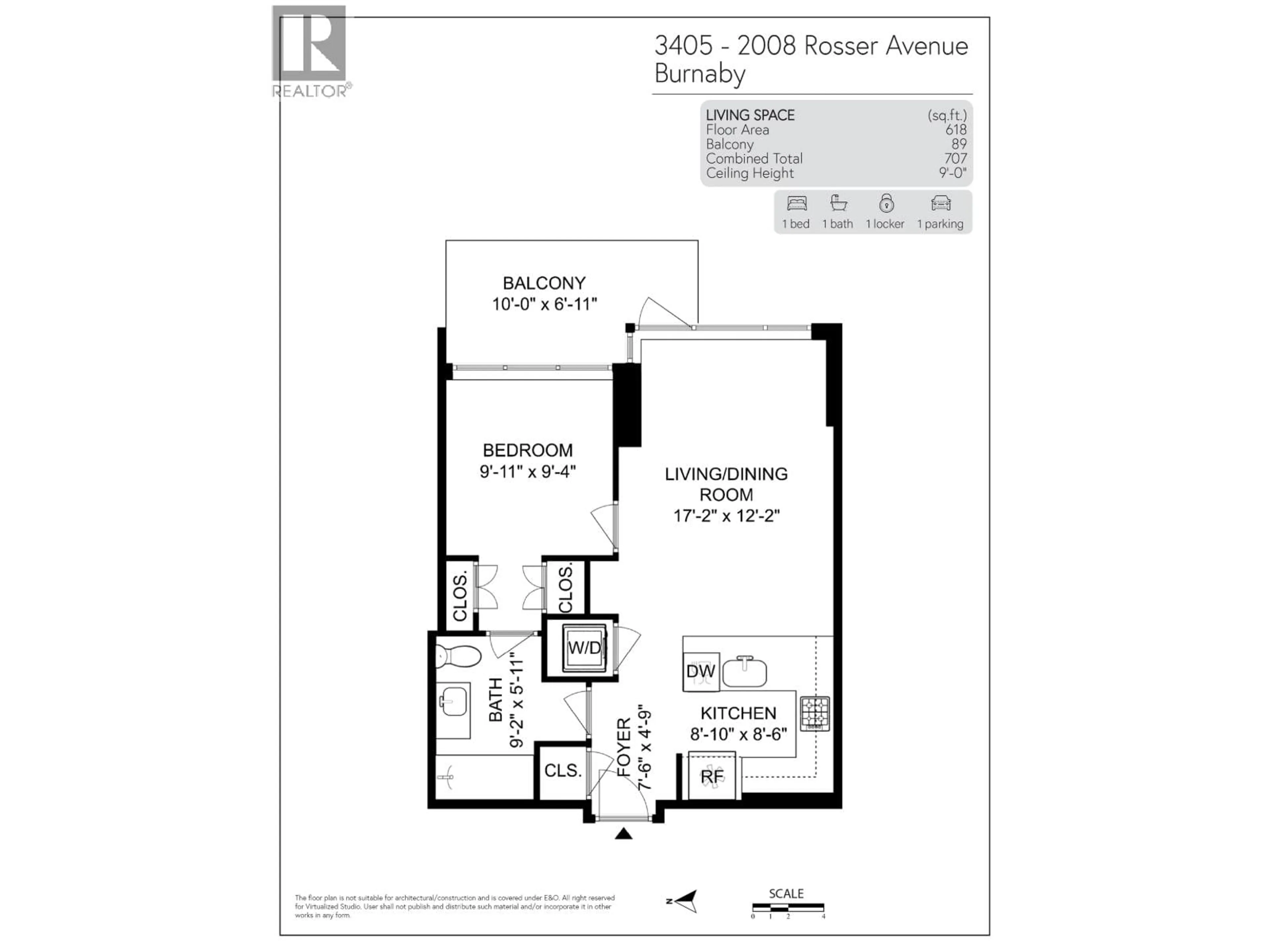 Floor plan for 3405 - 2008 ROSSER AVENUE, Burnaby British Columbia V5C0H8