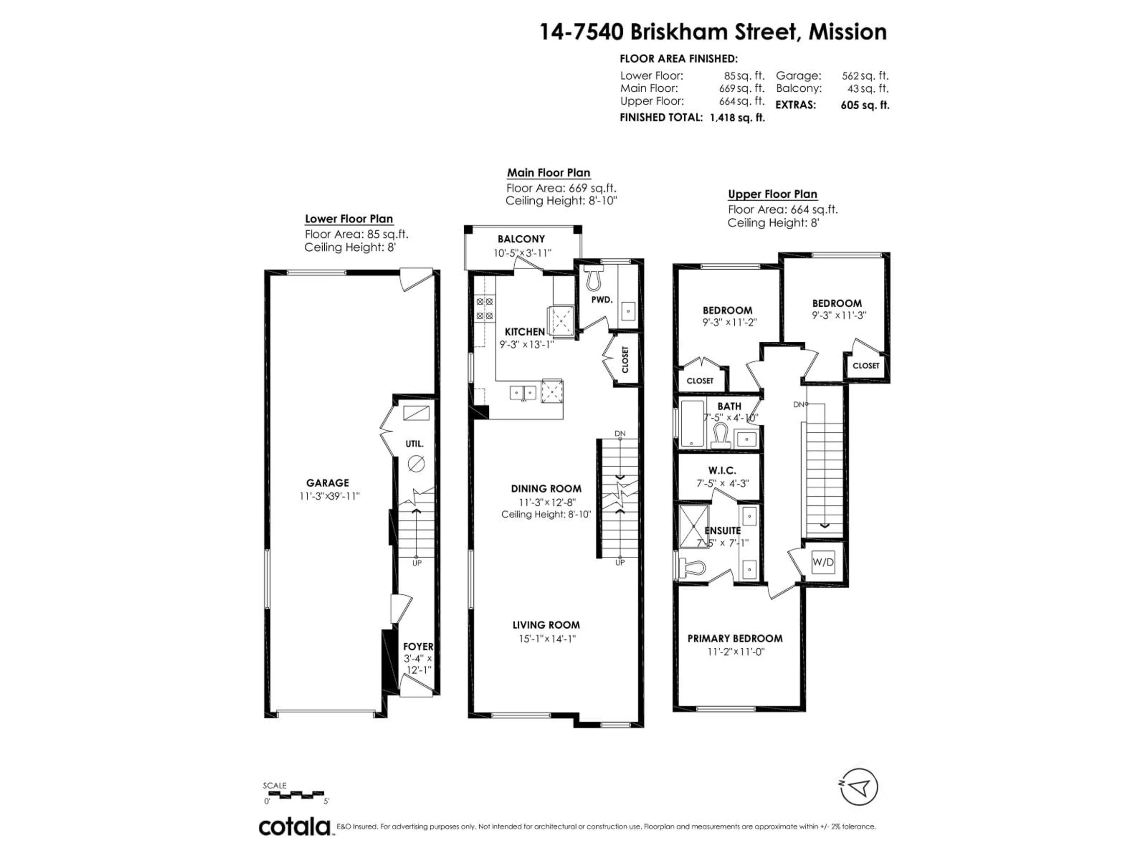 Floor plan for 14 - 7540 BRISKHAM STREET, Mission British Columbia V2V3L8