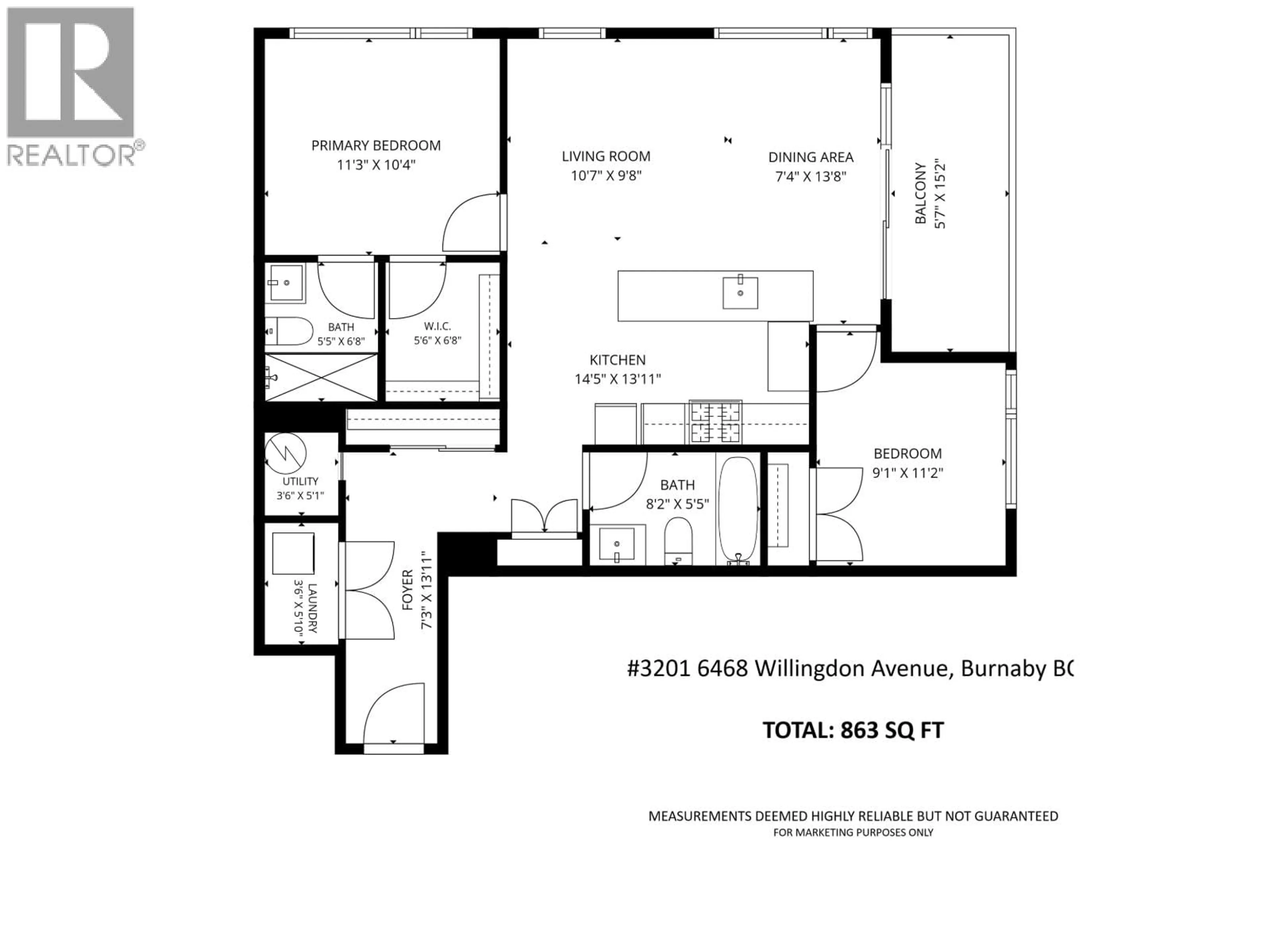 Floor plan for 3201 - 6468 WILLINGDON AVENUE, Burnaby British Columbia V5H0L3