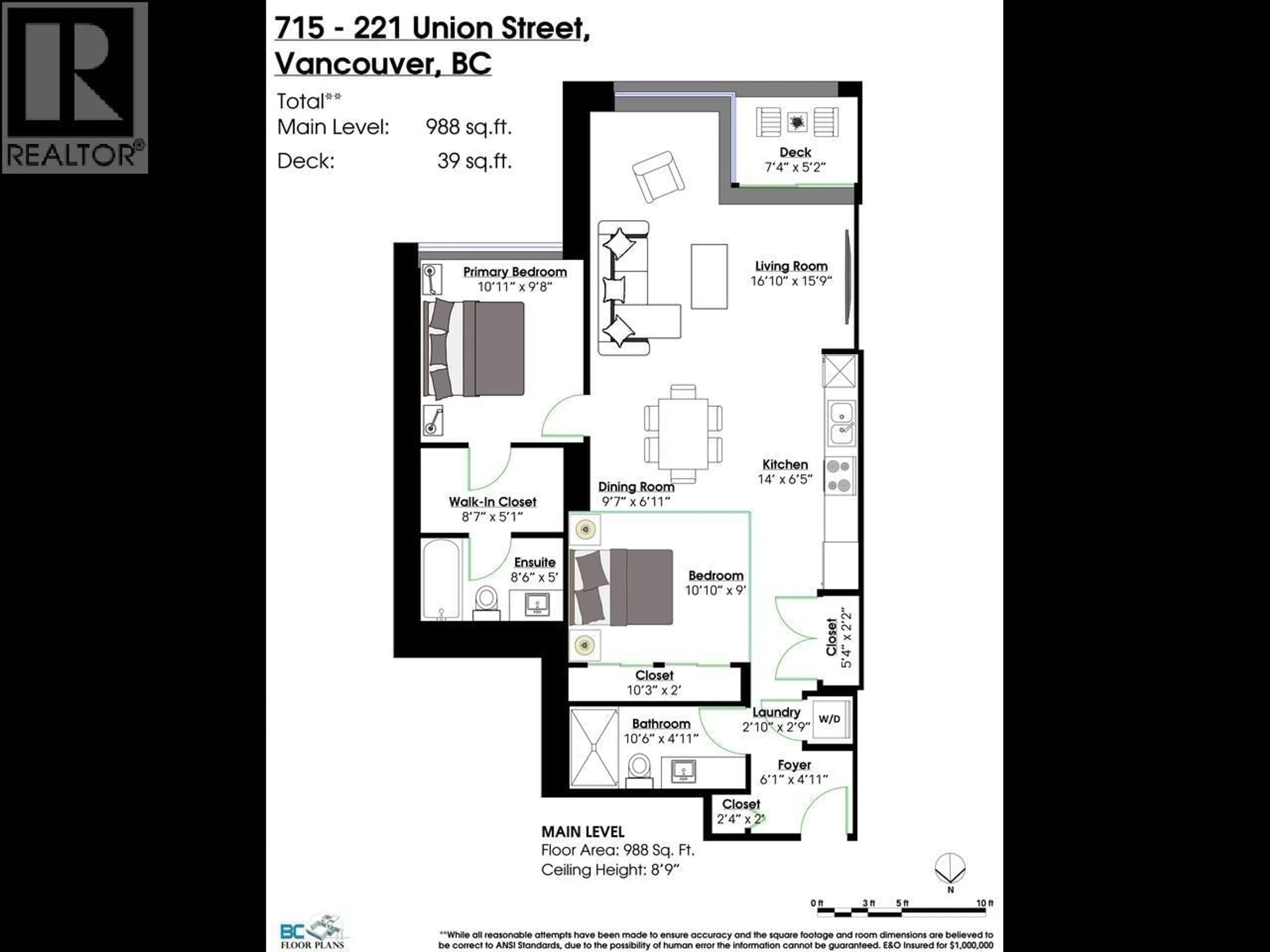 Floor plan for 715 - 221 UNION STREET, Vancouver British Columbia V6A0B4