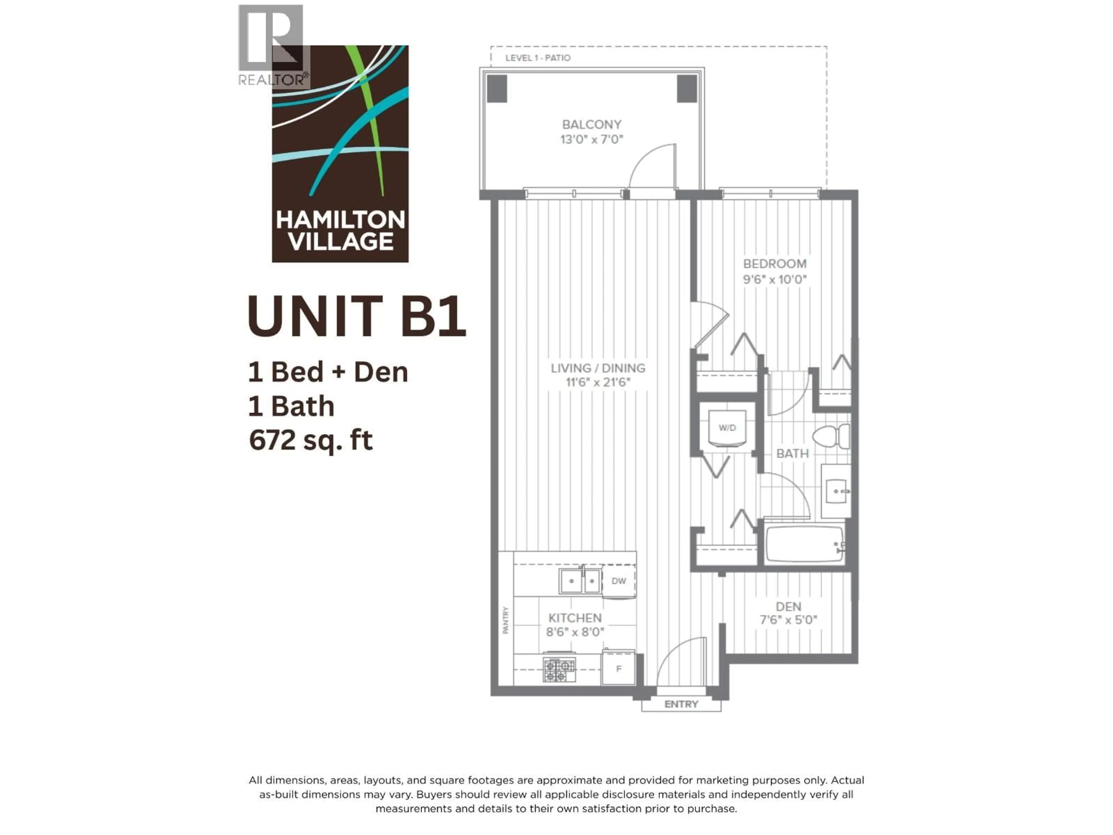 Floor plan for 102 - 23222 GILLEY ROAD, Richmond British Columbia V6V0C8